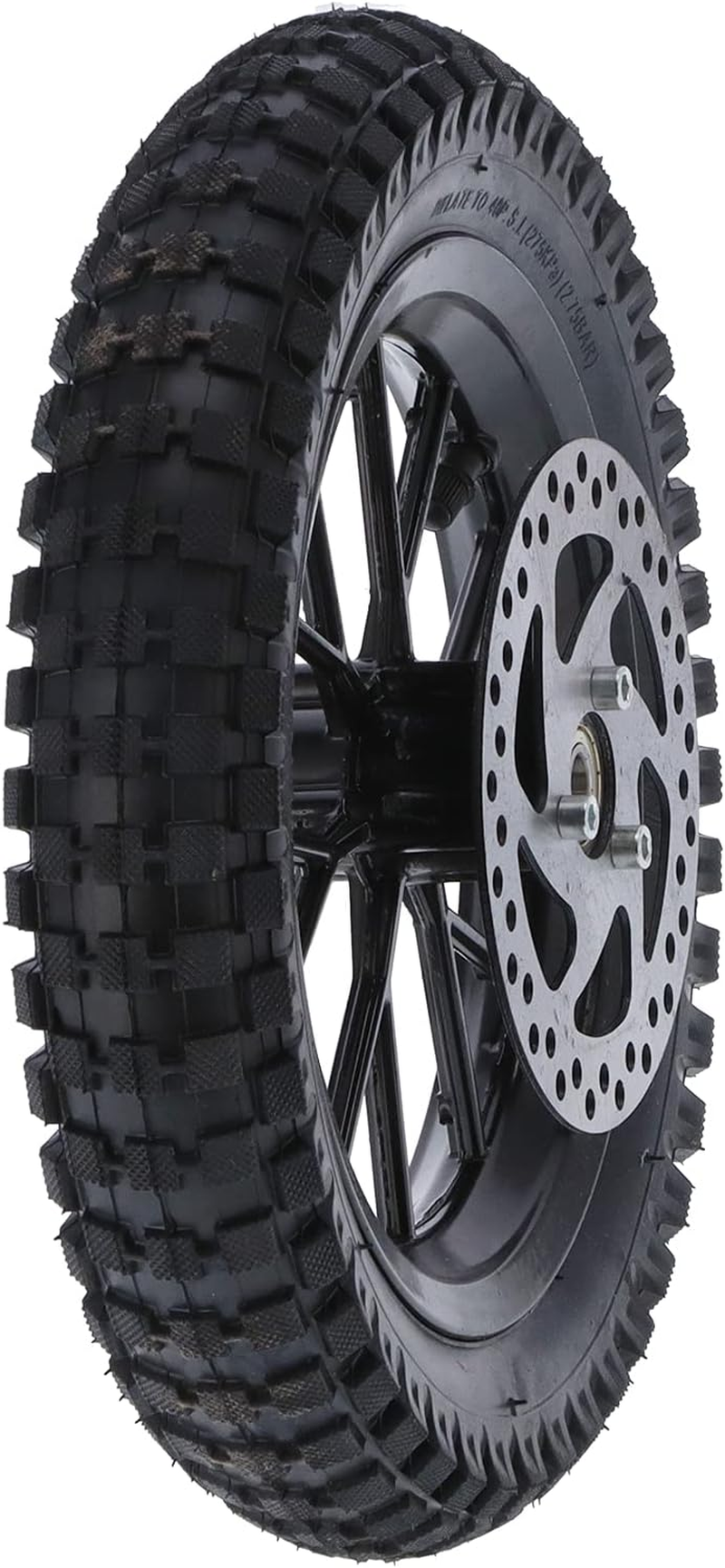 Front Wheel Assembly, Rubber and Metal Tire 12.5X2.75In Disc Brake Sprocket Bolts Fit for 47Cc 2 Stroke Mini Dirt Bike(Black) image number 3