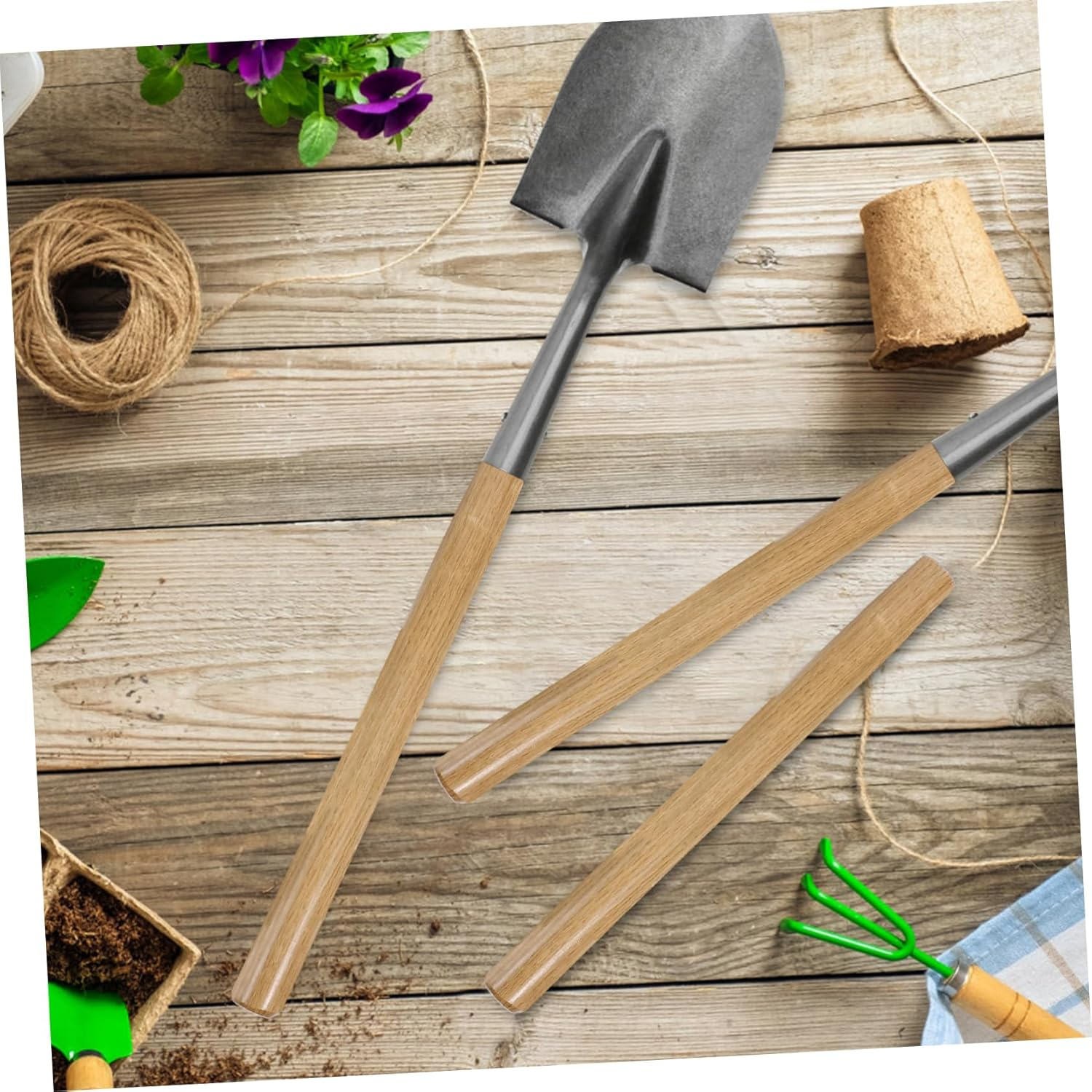 BUGUUYO Heavy Duty Thickened Solid Wood Shovel Handle Agricultural Farm Tool Replacement Handle 38Cm Hardwood for Gardening and Lawn Care image number 1