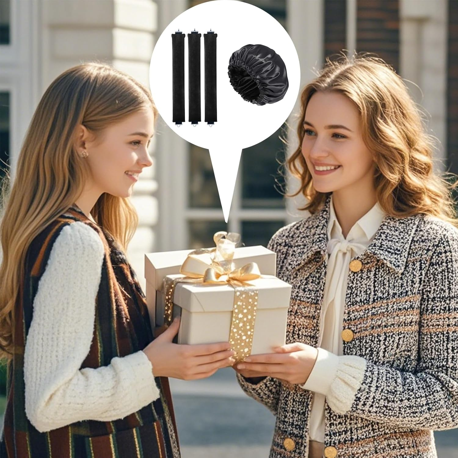 Pack of 3 Heatless Blowout, Heat-Free Curlers, Blowout Hair Overnight, Heatless Curls Band, Blowout Curls without Heat, Curlers Heatless Curls for All Hair Types (Black) image number 2