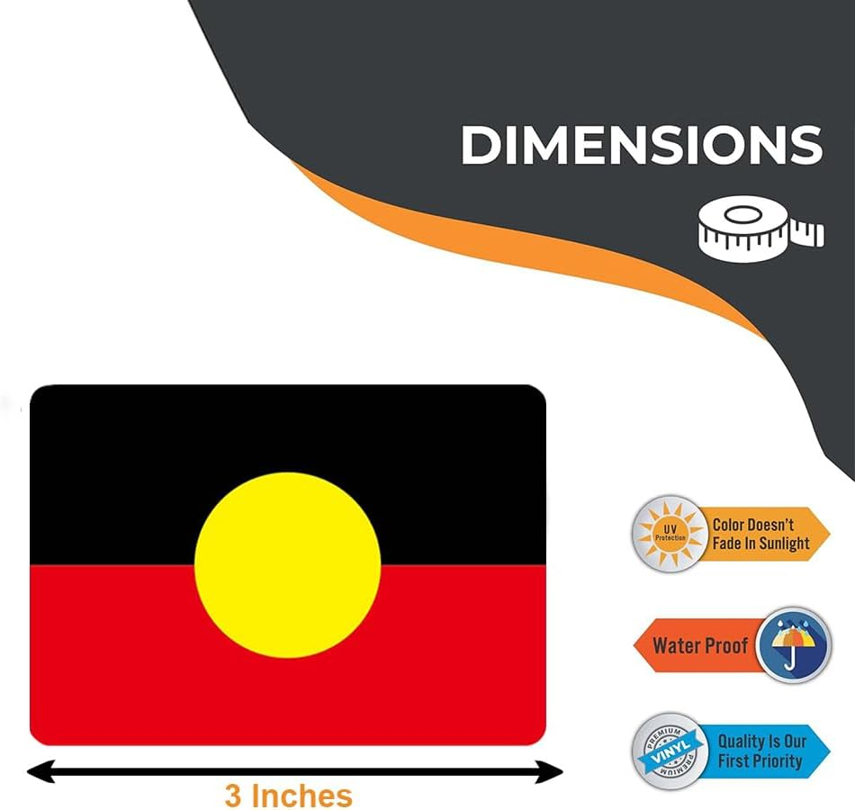 Australia 4 Pack Decals Aboriginal Flag Waterproof Vinyl Sticker Value (3In)