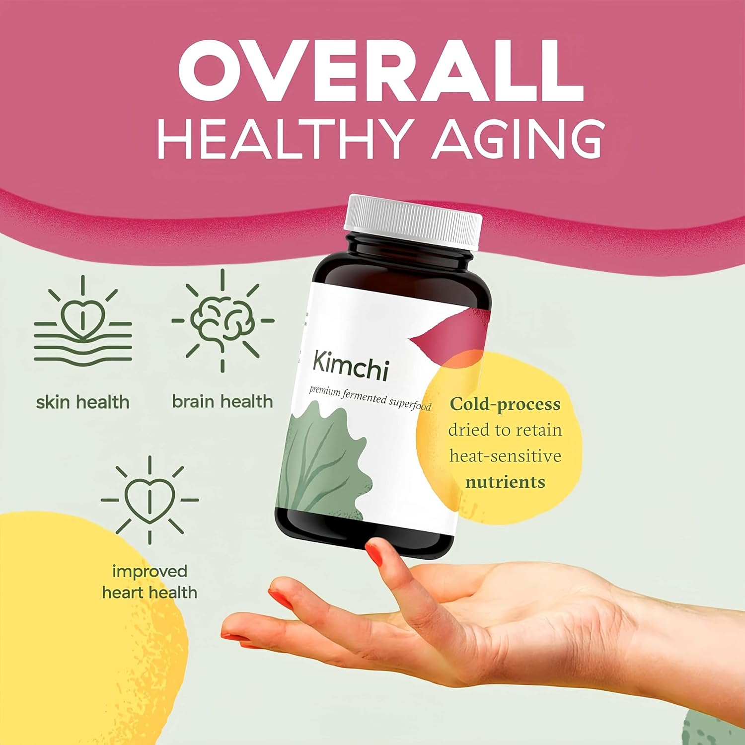 Gut Health, Immunity Enhancement, Anti-Aging, Kimchi Powder Capsules, Vegan, Non-Gmo image number 4