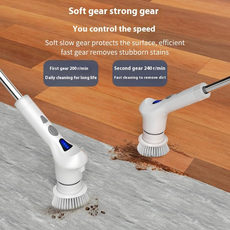 Electric Rotary Cleaning Brush - Household Cordless Cleaning Brush -IPX7 Waterproof ， with 8 Brush Heads, and 2 Rotating Speeds - Suitable for Bathroom, Shower, Bathtub, Glass and Car image number 6