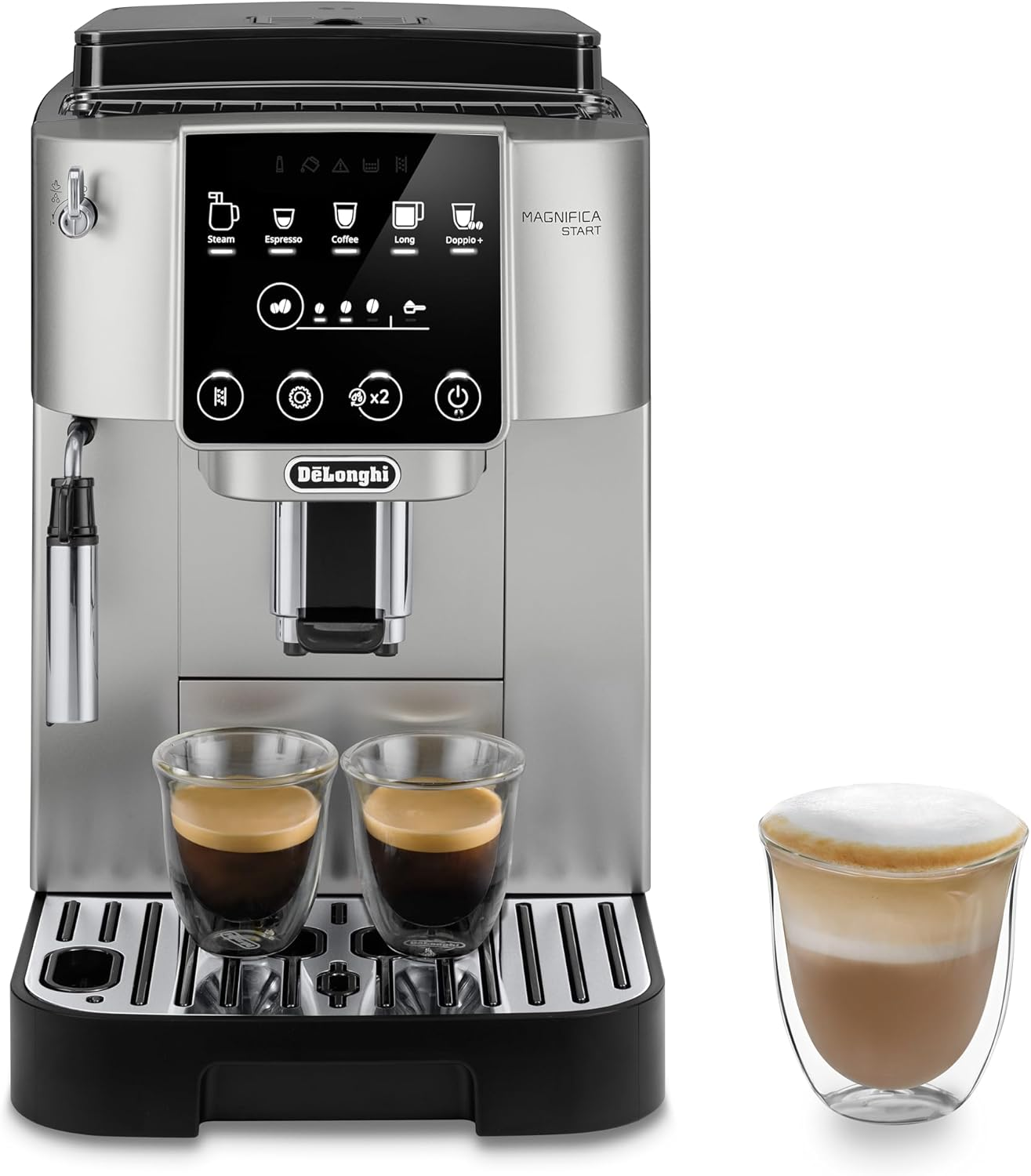 De'Longhi Magnifica Start ECAM220.31.SB, Automatic Coffee Machine with Traditional Milk Frother, Bean to Cup Espresso Machine with 4 One-Touch Recipes, Soft-Touch Control Panel, 1450W, Silver/Black image number 2