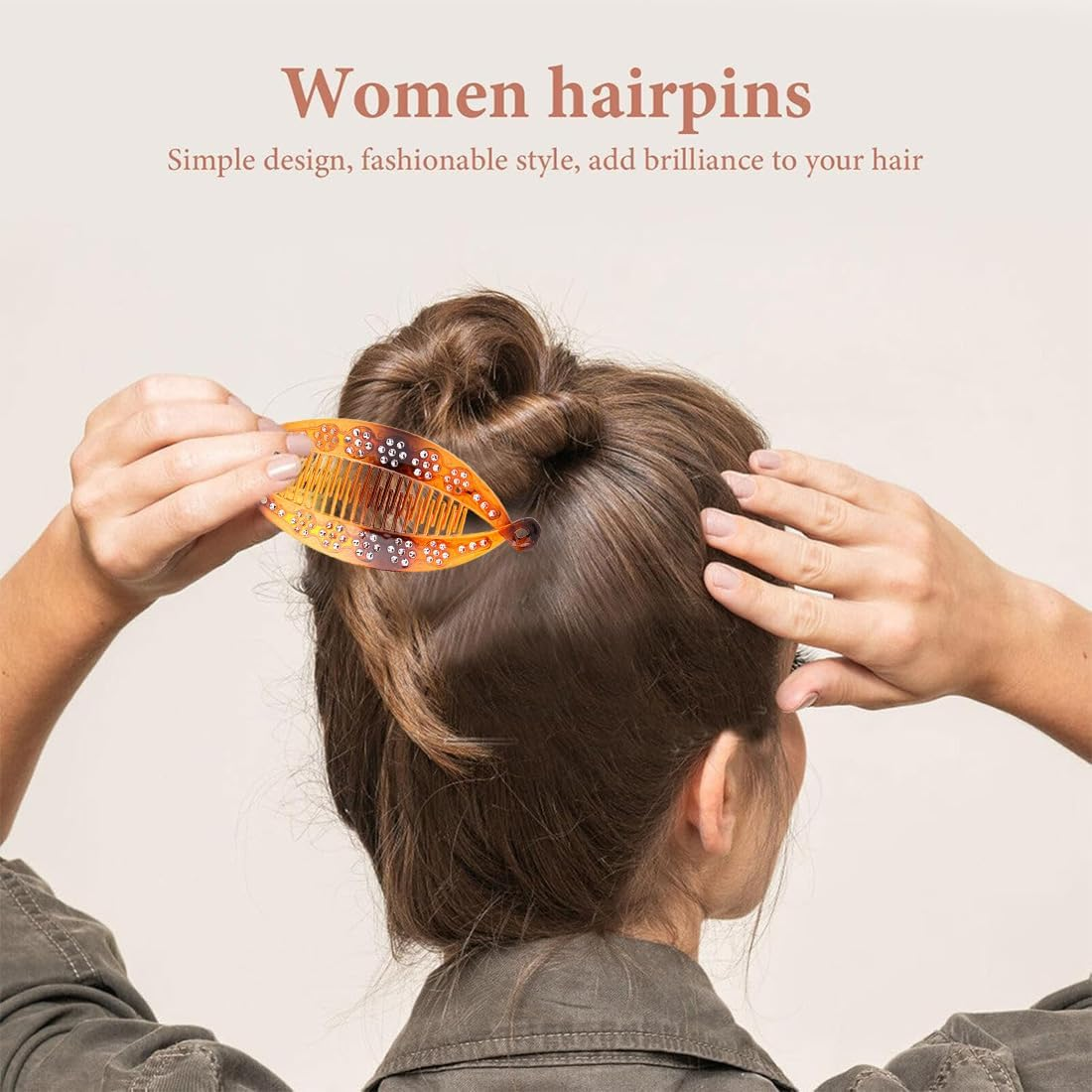 IBXWMNG Pack of 2 French Banana Clips Hair Comb Fishtail Hair Clip Combs Vintage Hair Clips round Banana Clips Flexible Ponytail Holder Clips Hair Styling Accessories for Women Girls image number 3