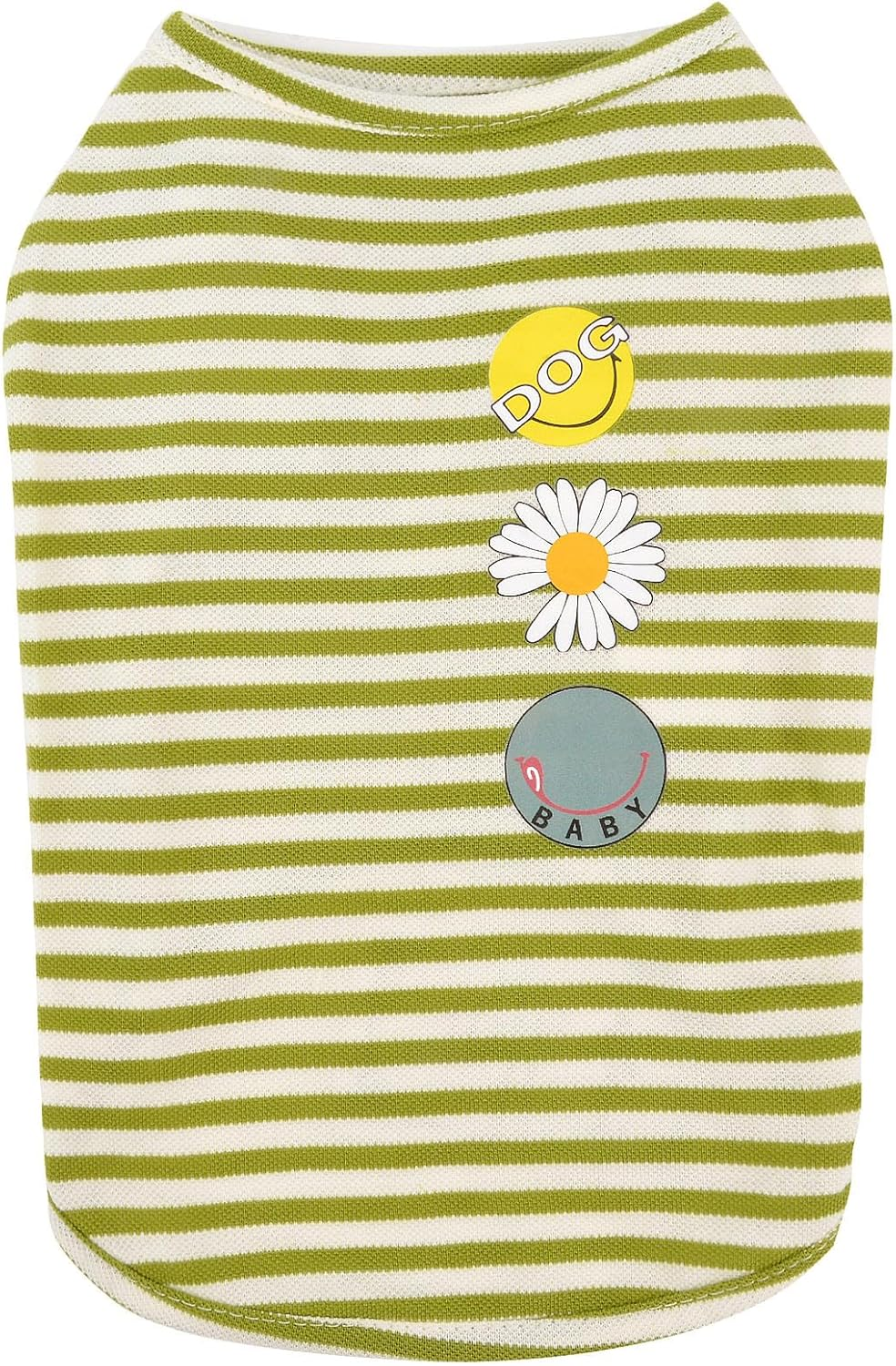 Zunea Dog Shirts for Small Dogs Soft Cotton Summer T-Shirts Striped Puppy Clothes Tee Shirt Sleeveless Vest Pet Girls Boys Tank Top Apparel Chihuahua Clothing for Doggie Cats Green XL image number 2