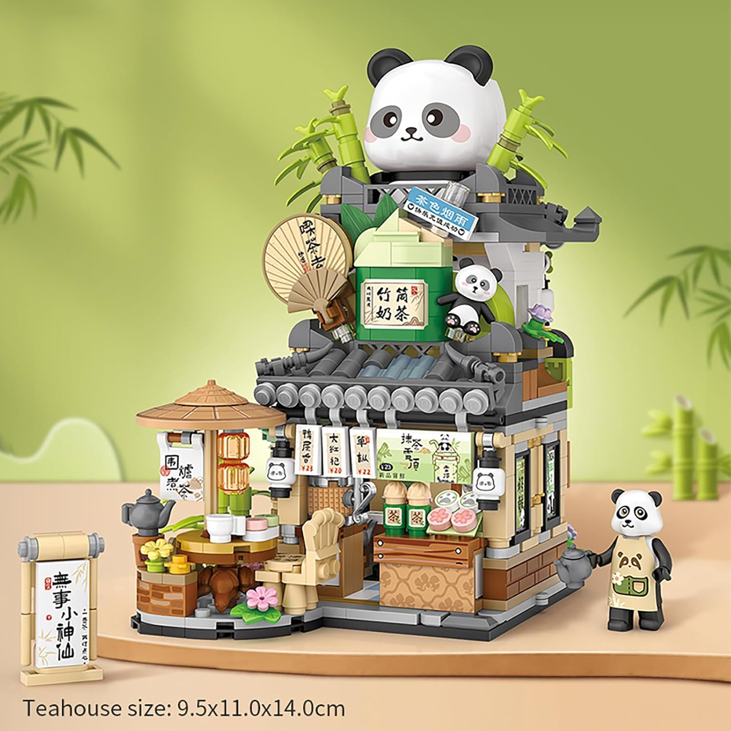 Toymart Panda Tea House Mini Building Blocks Set &ndash; 860 Pcs Chinese Teahouse Model with Panda Figurines, Foldable Display Brick Kit, Micro Brick Architecture Toys image number 4