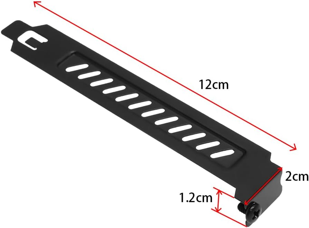 Be in Your Mind 5Pcs Alloy Steel PCI Slot Cover Bracket Full Profile Expansion Slot Cover Plate Black with Screws for PC Case Airflow and Dustproof, 120X20X12Mm image number 2