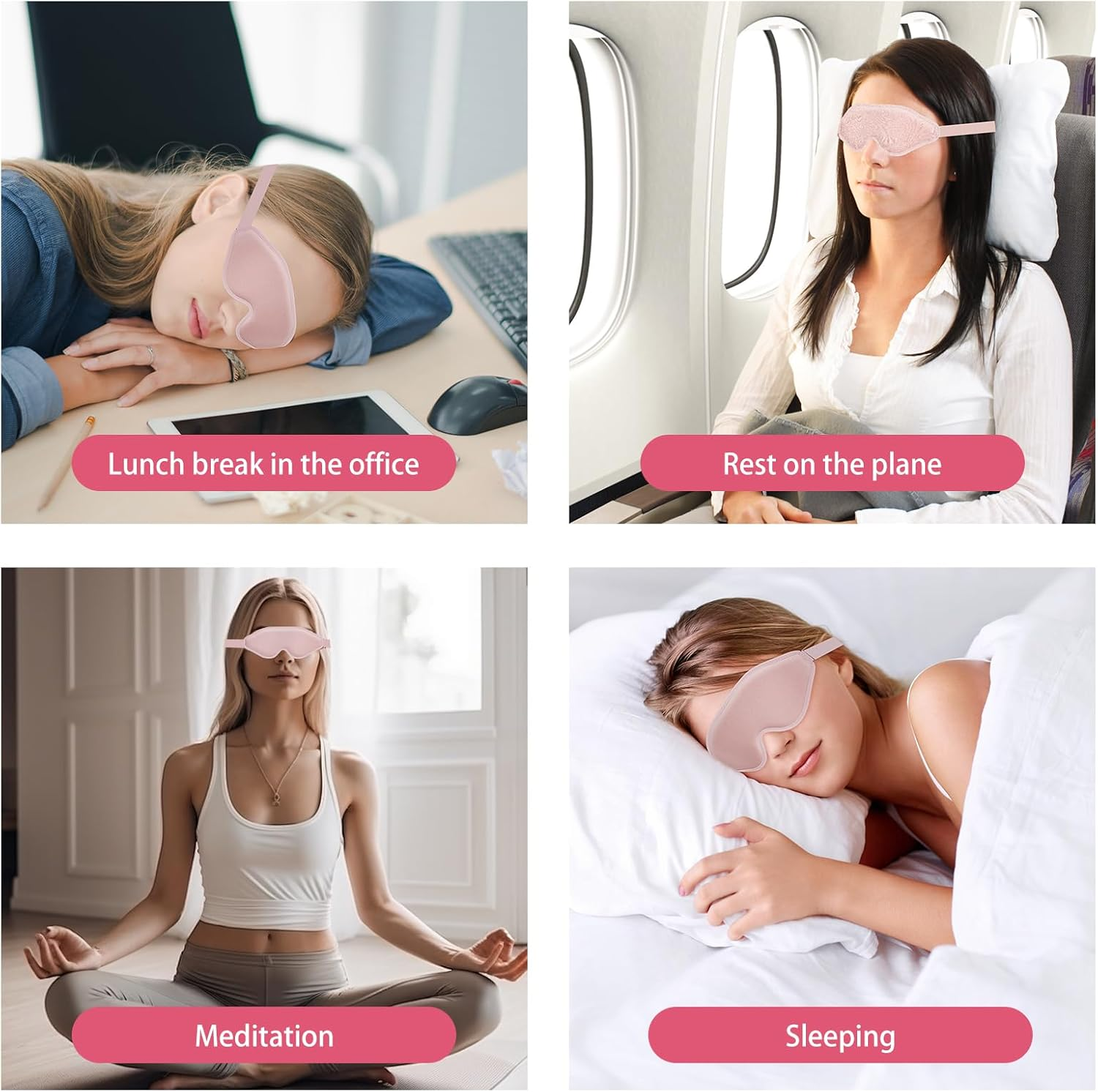 3D Sleep Mask Cotton Light Blocking Sleep Eye Mask No Eye Pressure Soft Breathable Comfortable Blindfold Sleep Mask for Lash Extensions/Travel/Sleeping/Shift Work/Meditation/Yoga/Nap image number 2