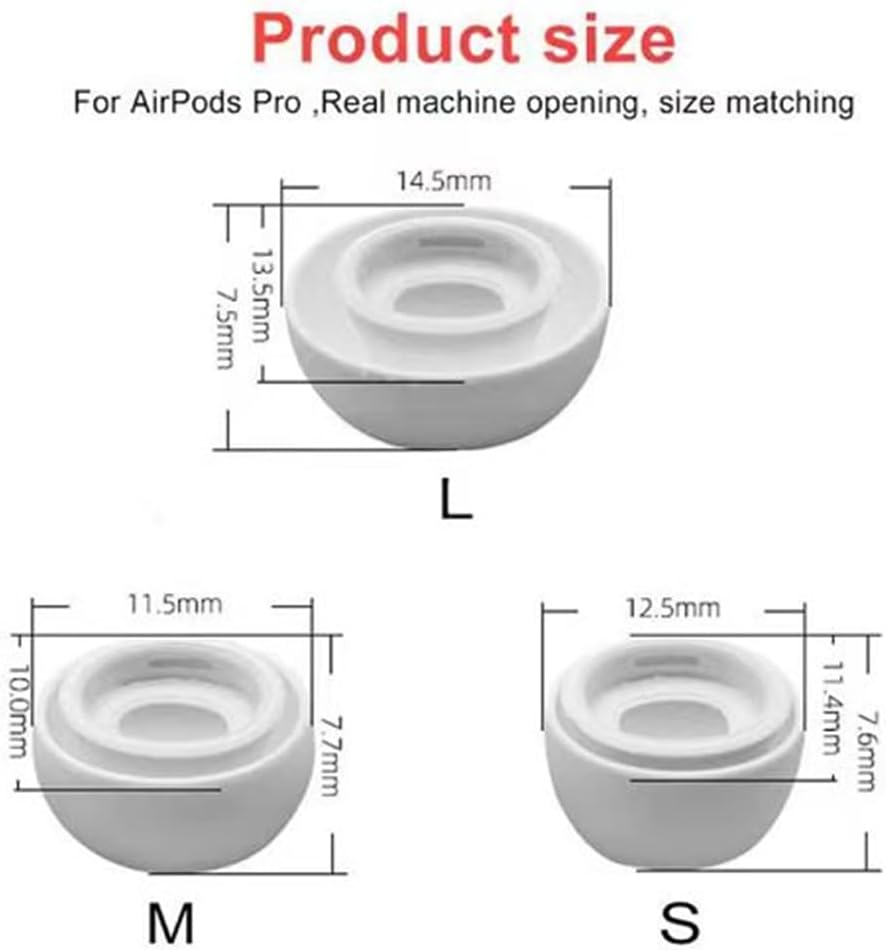 12 Pieces Replacement Ear Tips for Airpods Pro 2, 3 Size Replacement Silicone Rubber Eartips Earbuds Buds Tipsfor In-Ear Headphones Earbuds Earphones (S/M/L) (White) image number 5