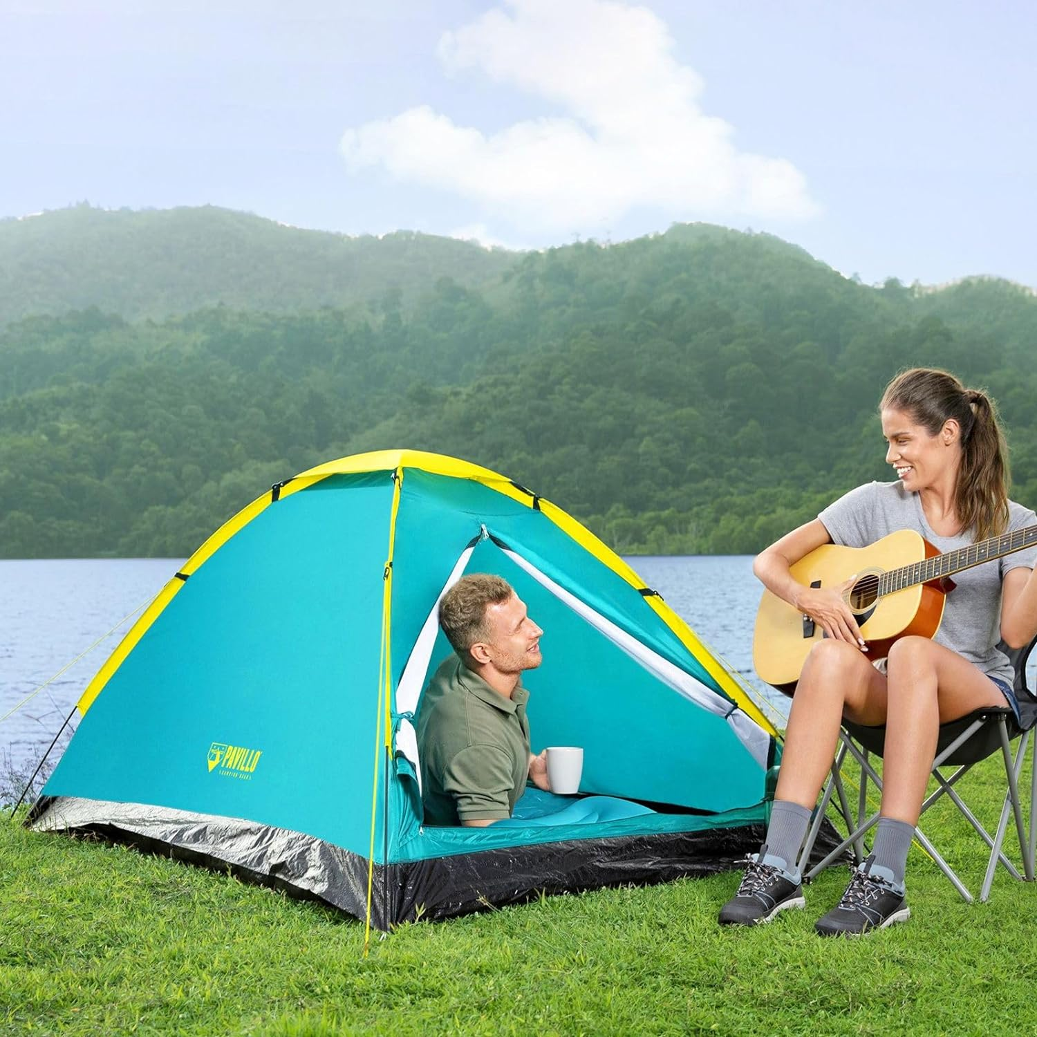 Pop up Camping Tent for 3 Person Auto Outdoor Gear Hiking Equipment Beach Family image number 1