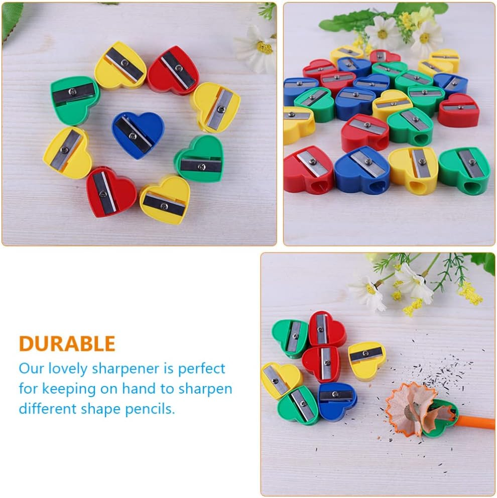 Operitacx 40Pcs Heart Shape Pencil Sharpeners for Boy Girl Cute Manual School Supplies Colors Lightweight and Portable for Classroom and Home Use image number 5