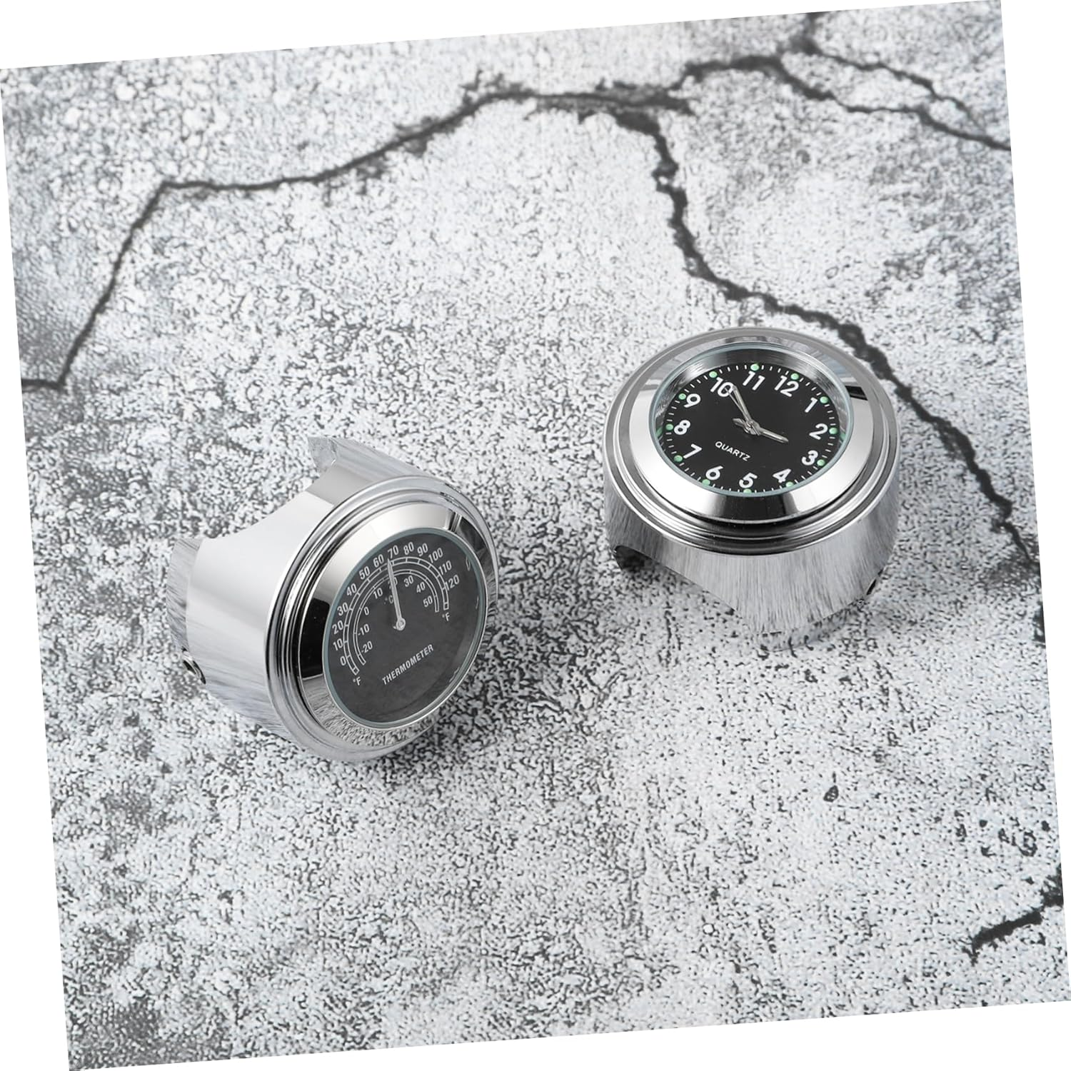 BESPORTBLE 2Pcs Motorcycle Handlebar Clock Thermometer Waterproof 22-25Mm Practical Dial Handlebar Mount Motorbike Accessories image number 4