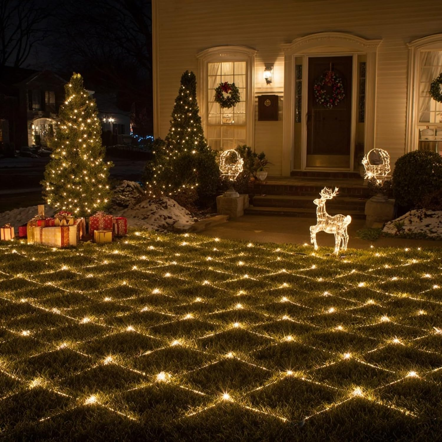 360LED Net Lights Net Fairy Lights 3.6 * 1,5M Outdoor Waterproof Garden Light,8 Light Mode Christmas Fairy String Lights for S Tree-Wrap Wedding Garden Bedroom Party Indoor Outdoor Decorations image number 3