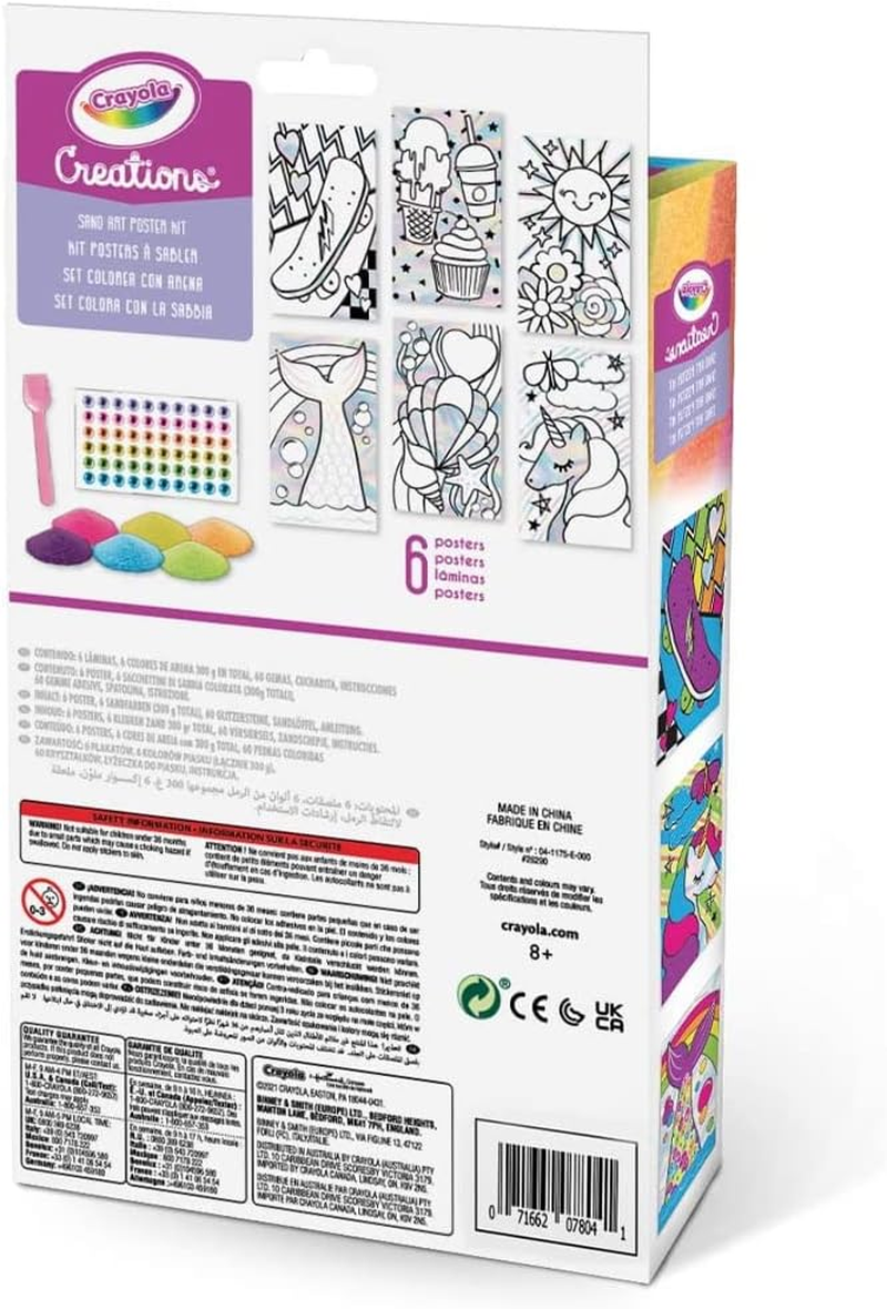 Crayola,Multi,04-1175 Creations, Sand Art Poster Kit, Create and Design with Sand, Bright Colours, Fun Activity for Kids, Creative Kids