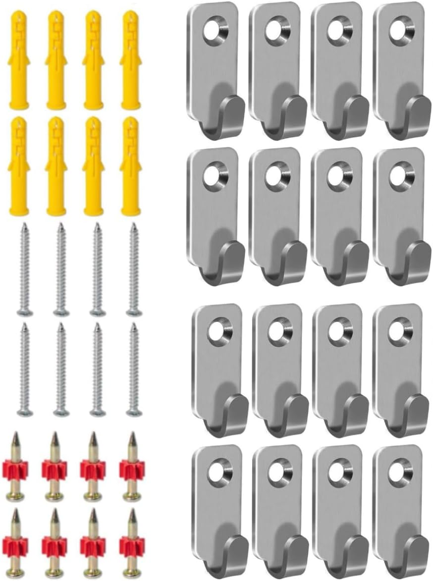 16 Pack Stainless Steel Wall Mounted Mini J Hooks , Ljxyloog Heavy Duty Picture Hangers Mirror for Frame Hanging Hardware Band Screw image number 3