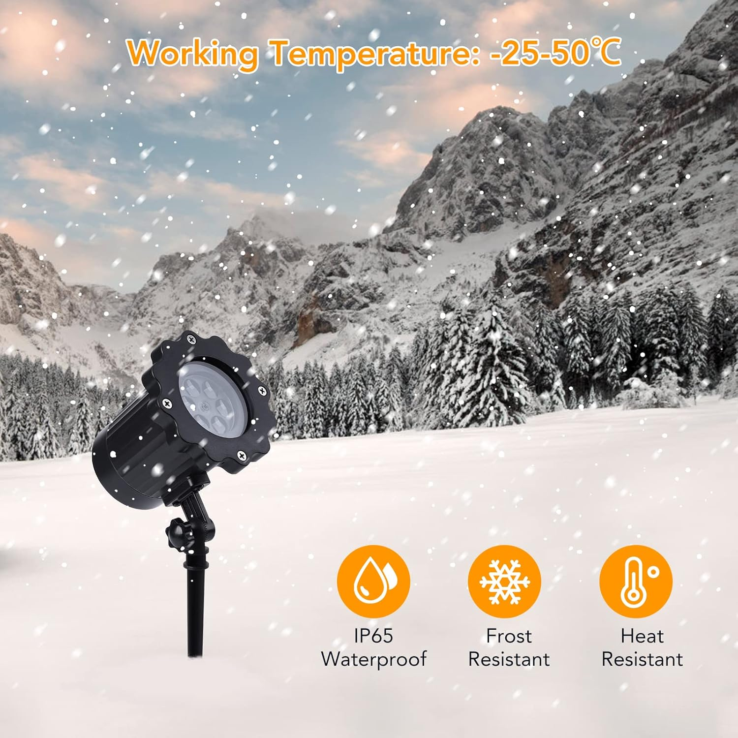 Christmas Snowflake Projector Lights Outdoor,Litake Smart Christmas Snowfall LED Lighting Projector with App,Snowfall Landscape Light, Upgrade IP65 Waterproof Rotating Projection Lamp for Winter image number 1