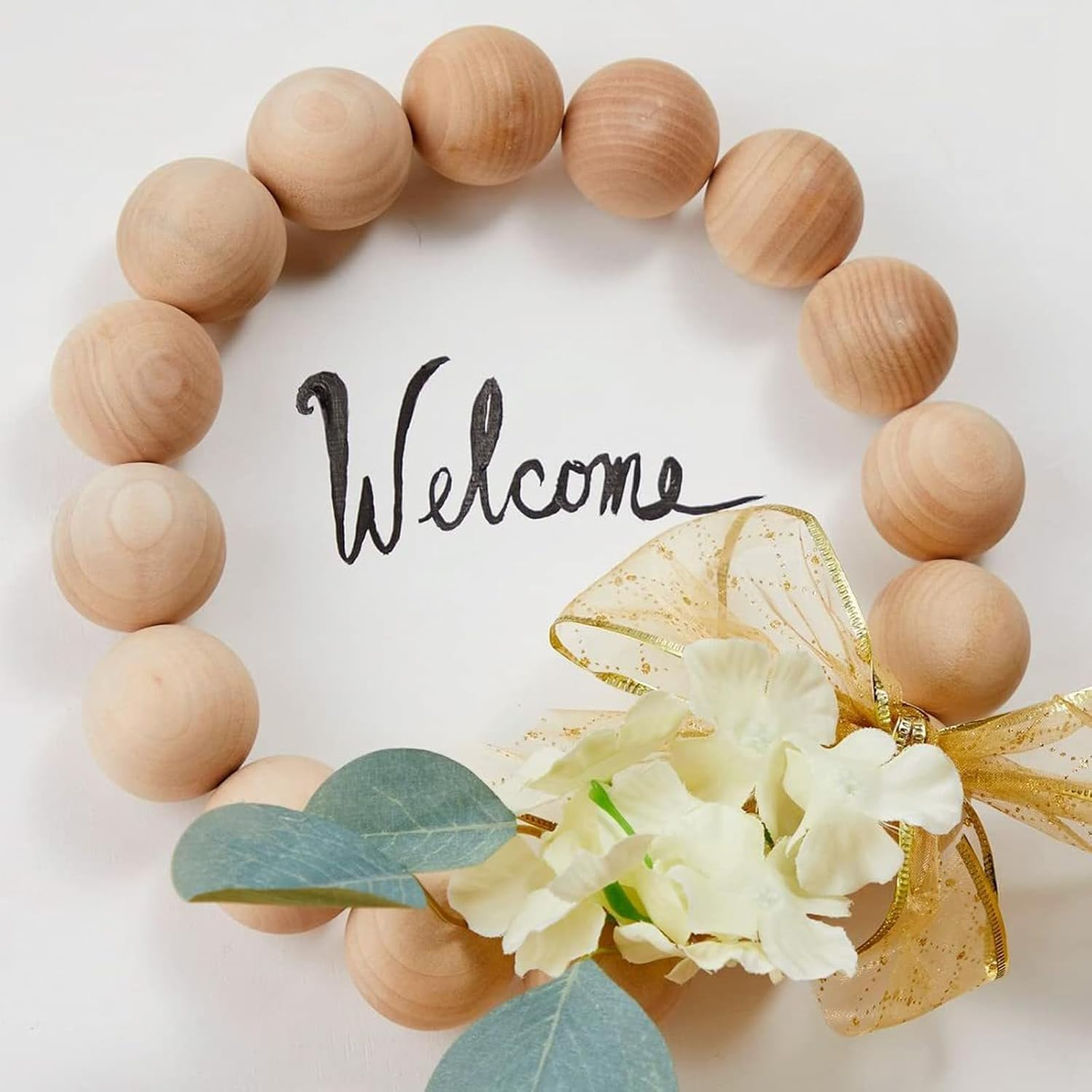 Enkrio Wooden Beads 100Pcs round Wood Beads Unfinished Wooden Loose Beads for Macrame Crafts Jewelry Making(30Mm) image number 2