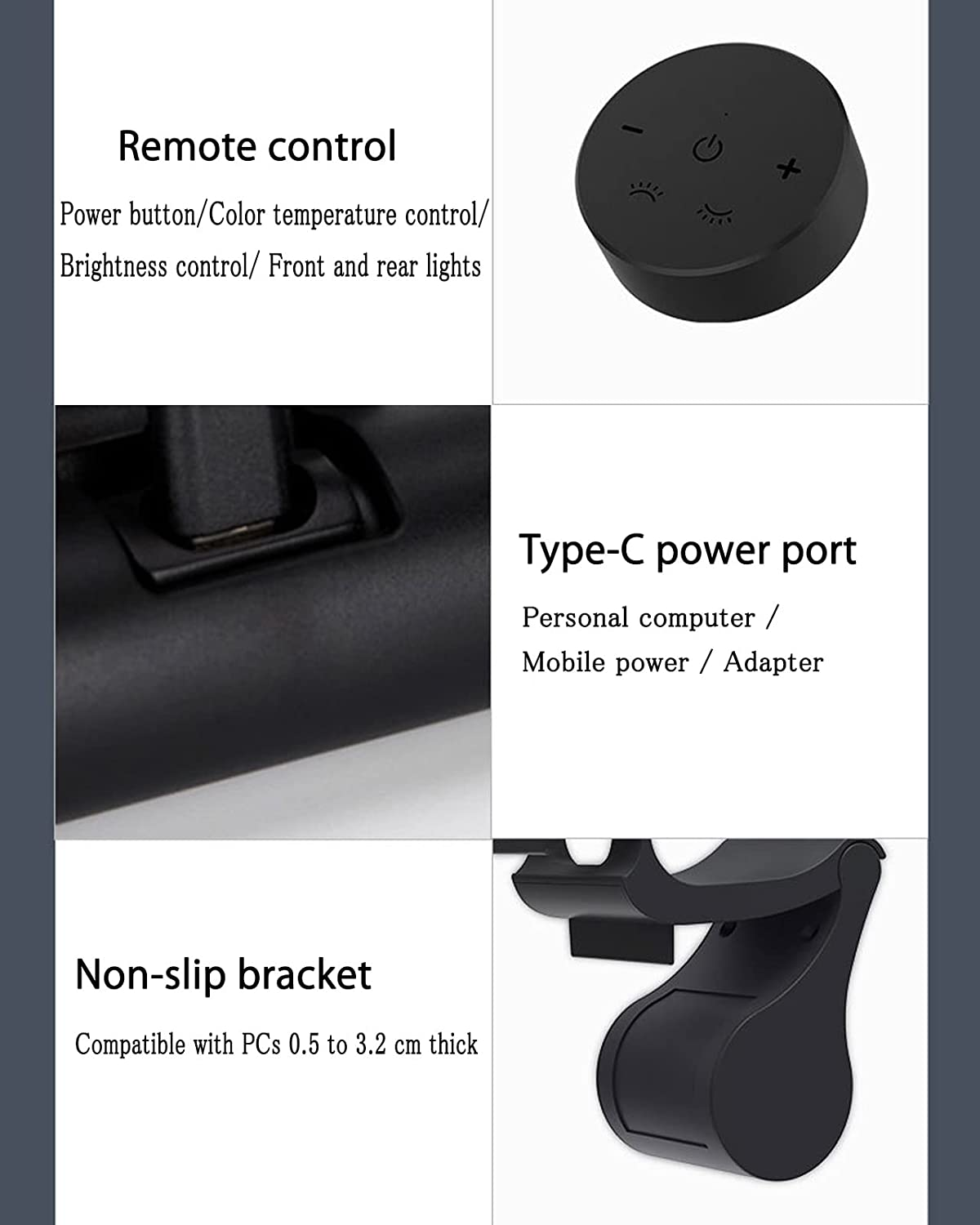 Computer Screen Light for 3-5 Thickness 41CM Monitor Light Bar with Remote Control, Dimless Adjustable Brightness Space Saving, Office, Eyesight Protector image number 5