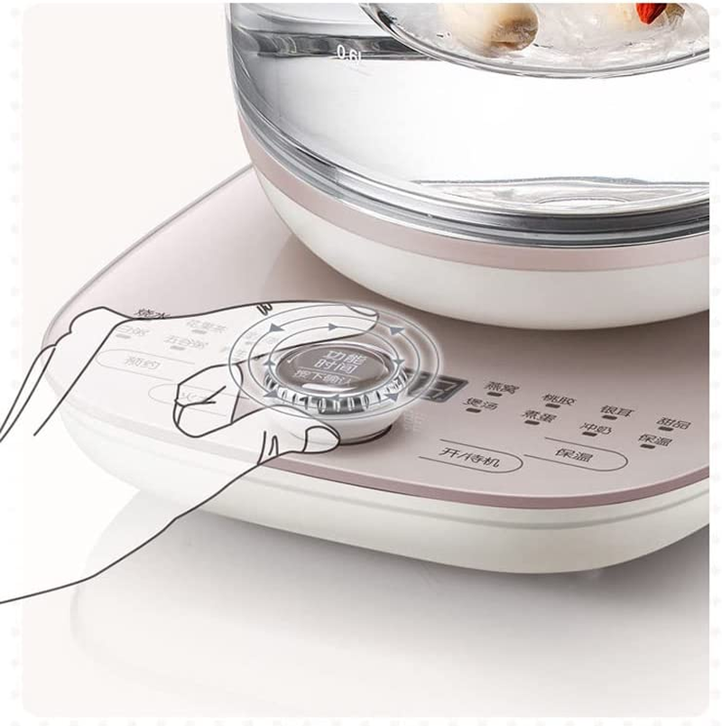 Electric Kettle Tea Maker with Infuser, Glass Kettle & Stew Pot, 16 Menus 1.8L, Pink image number 1