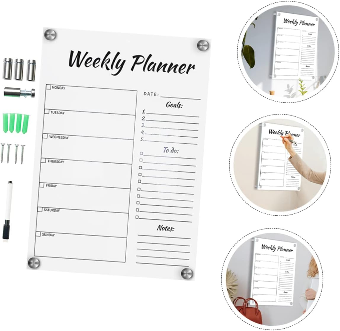 HOODANCOS 1 Message Writing Board Whiteboard Calendar Clear Magnets Handwritten Memo Board Desk Whiteboard Creative Message Board Acrylic Office Whiteboard Eraser Menu Board image number 4