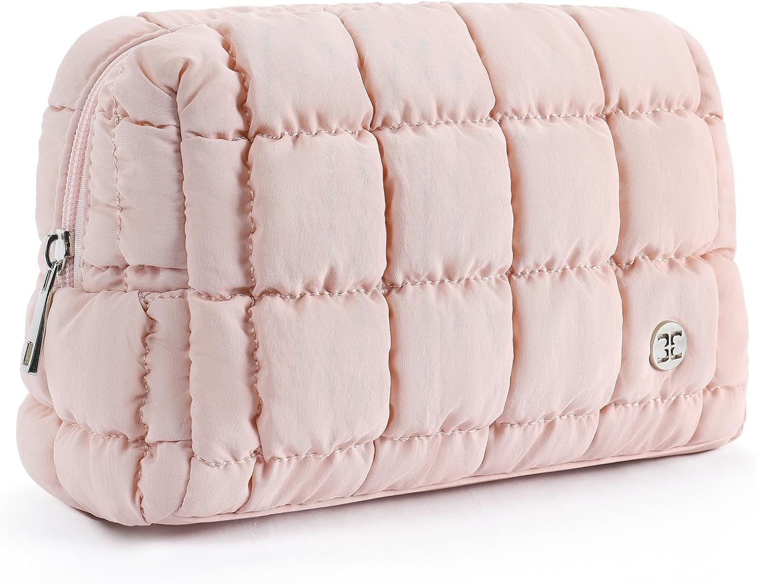 Puffer Makeup Bags for Women, Nylon Puffy Padded Make up for Organizer Case, Wide-Open Pouch Travel Essentials