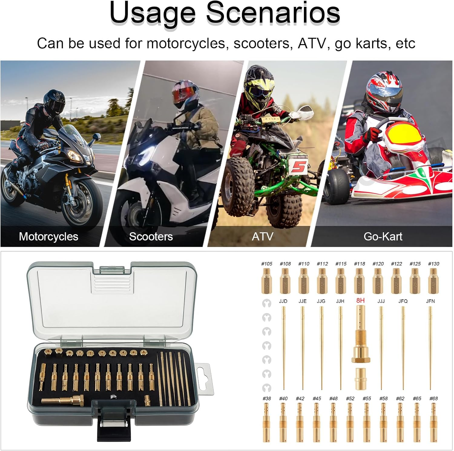 Windance 30Pcs Carburetor Main Slow Jet Injection Nozzle Emulsion Tube Nozzle Holder Kit Fit for CVK PWK PWM/PE 26/28, Brass Nozzles Modified Kit (8 Hole) image number 2