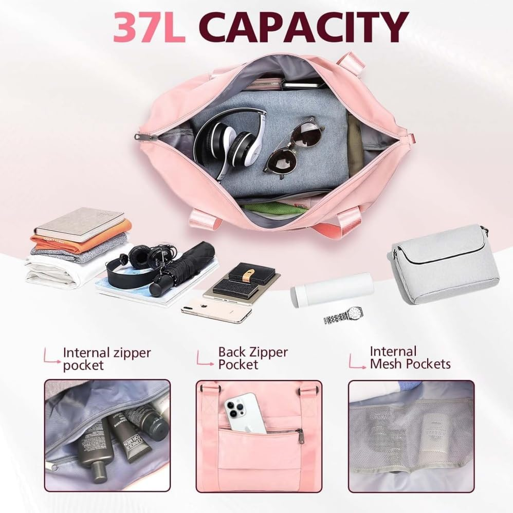 Large Waterproof Travel Duffle Bag with Trolley Sleeve Gym, Duffel Bag Sports Overnight Weekender Bag for Men and Women, Lightweight Carry-On Duffle for Air Travel, Camping, and Workouts image number 5