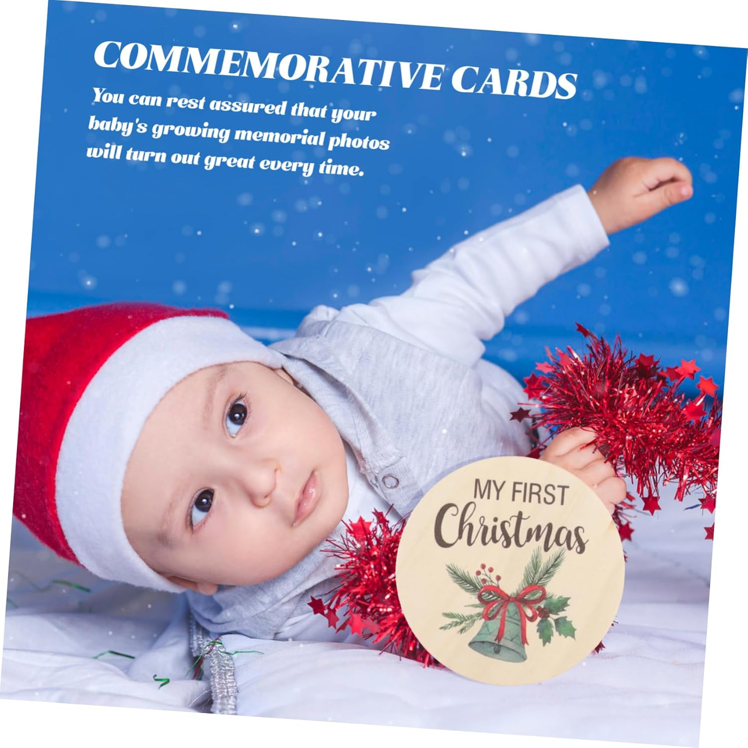 ERINGOGO 1Set Cards Wooden Monthly Growth Signs for Newborn Photo Props Age Discs for Shower Nursery Decor Beautiful Designs to Capture Memories image number 3