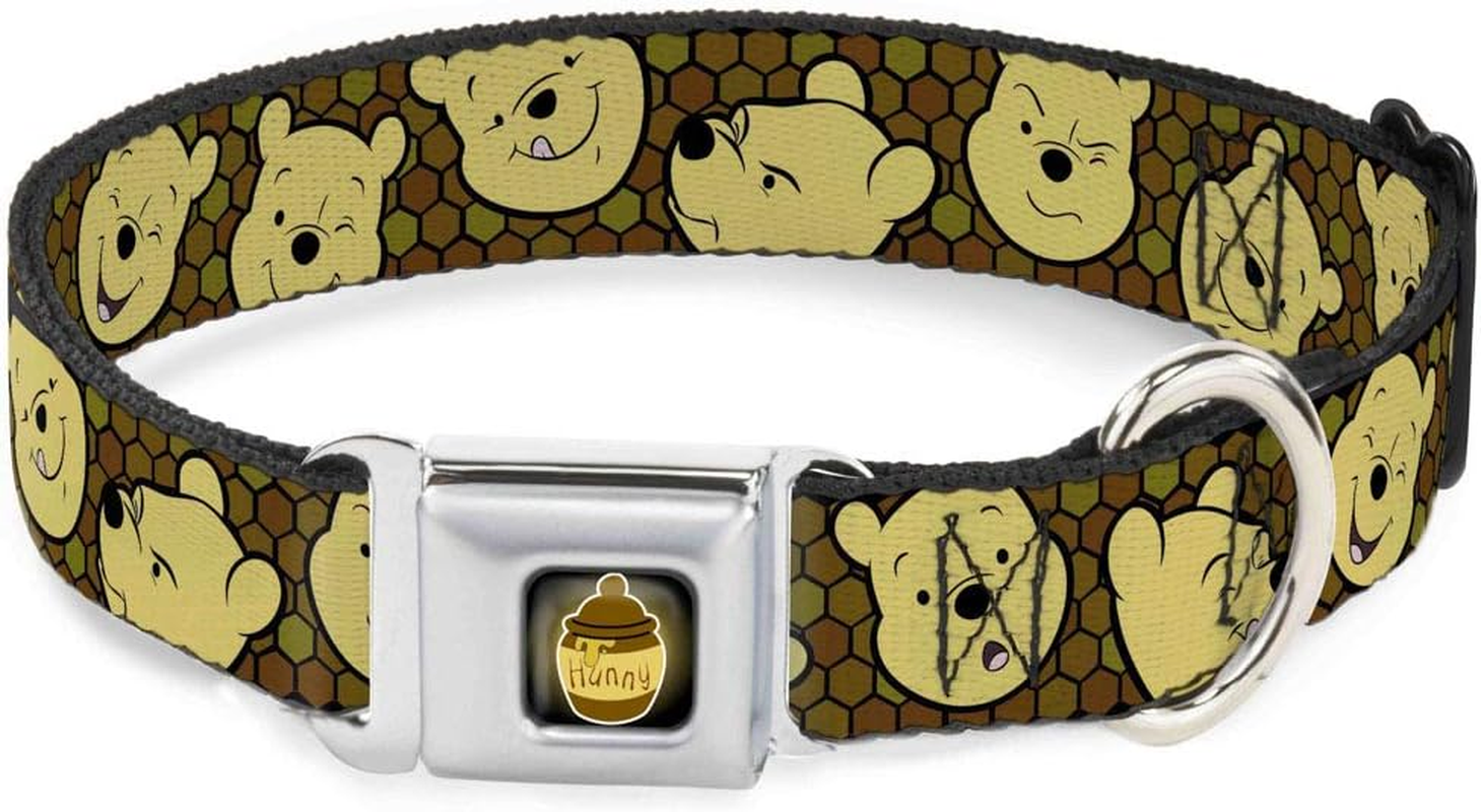 Buckle-Down DC-WDY273-L DYHP Hunny Pot Full Color Black/Browns Dog Collar, Large/15-26