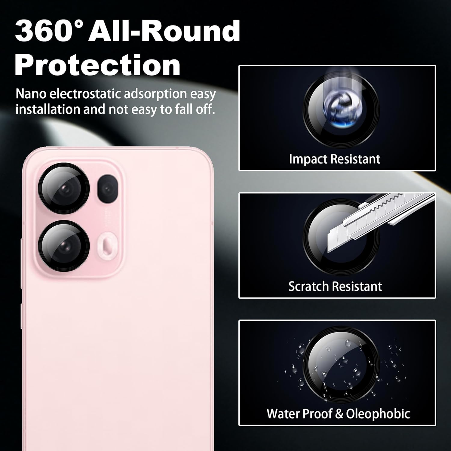 Camera Protection for OPPO Reno 13 Pro 5G, Individual Camera Screen Protector for OPPO Reno 13 Pro 5G [HD Clear] [Multi-Colour + Black] - Google Pixel 9 Proxl Fk221 image number 2