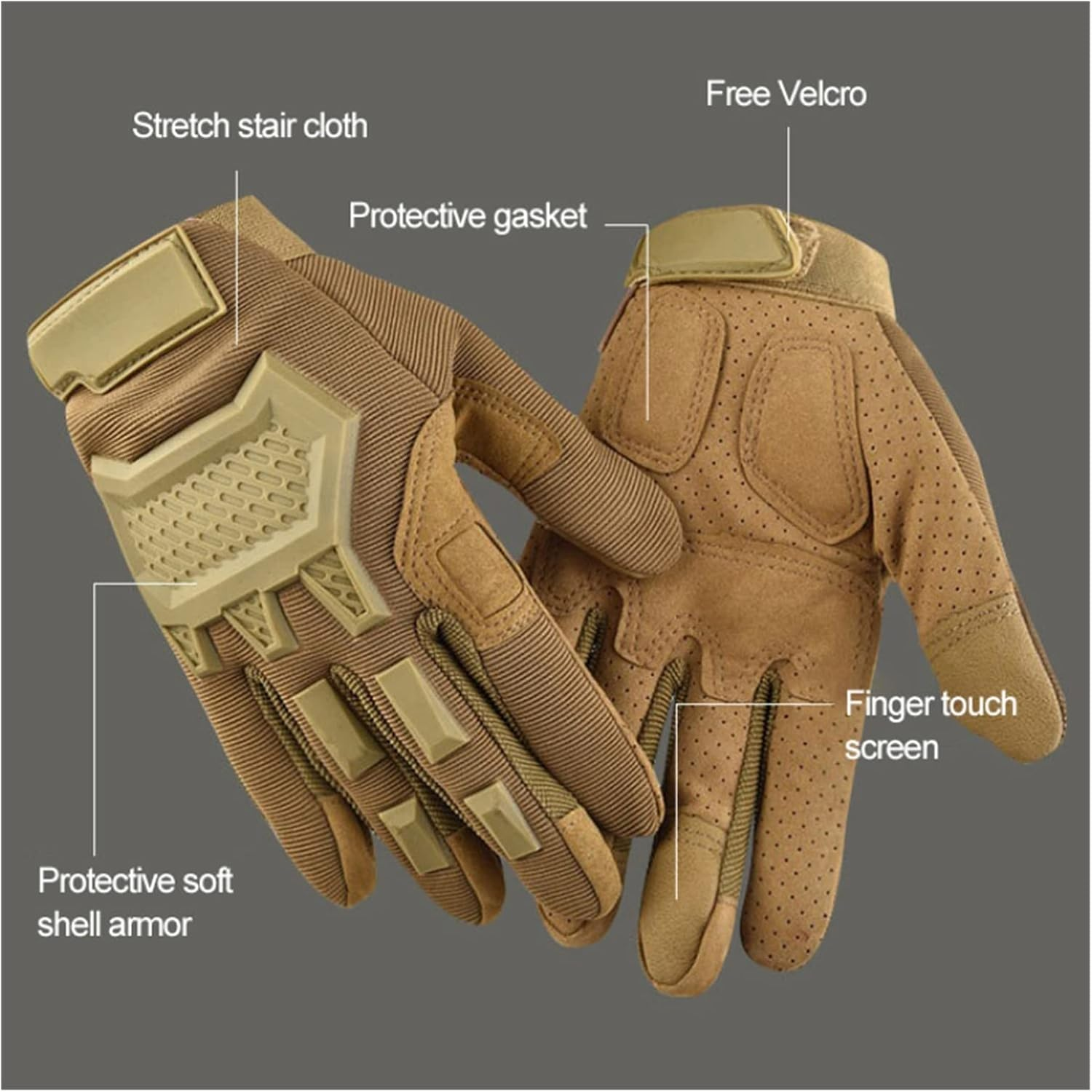 KANGYEBAIHUODIAN Men Women Motorcycle Gloves Non-Slip Full-Finger Gloves Touch Screen Wear-Resistant Tactical Gloves Outdoor Sport Riding Gloves (Color : Army Green, Size : XL)