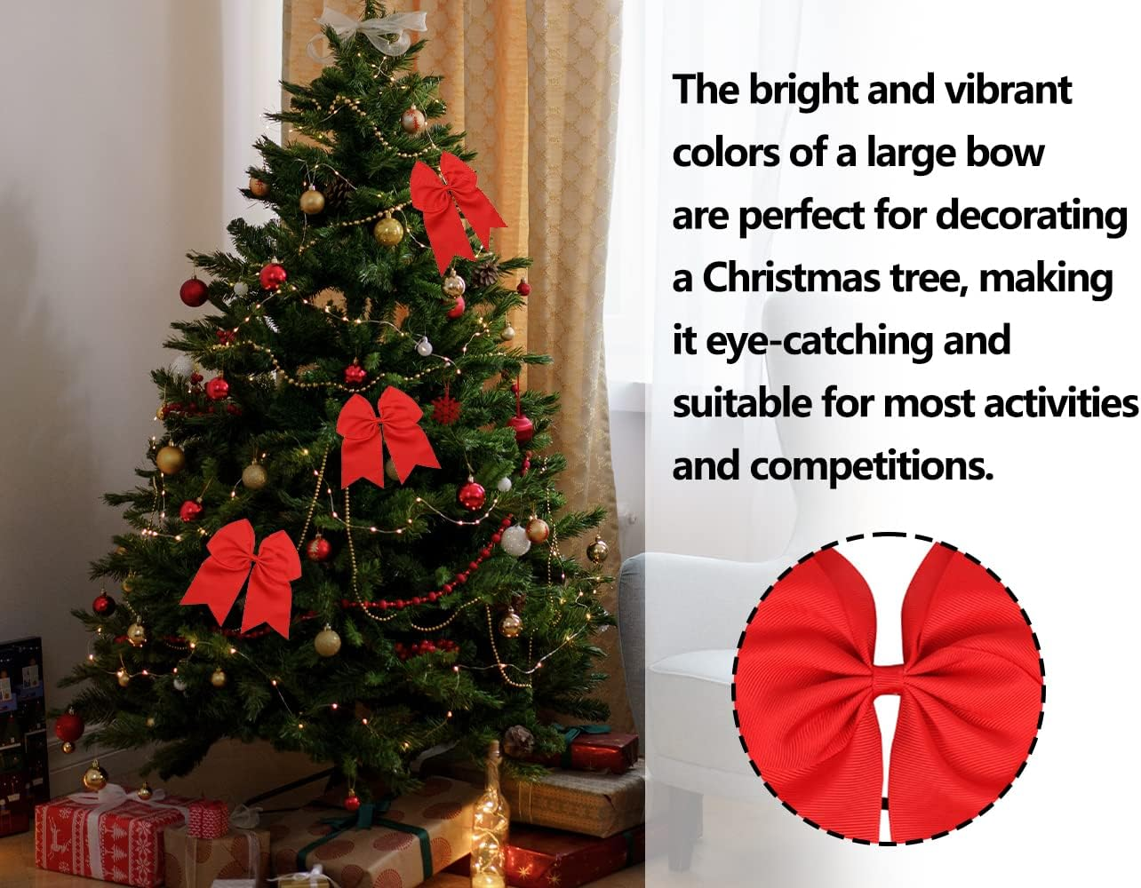 KAPSING Pack of 2 Hair Bows, Large Red Bows Hair Bows, Ponytail Holder, 19 Cm Cheerleader Bow, Hair Accessories, Headpiece image number 2