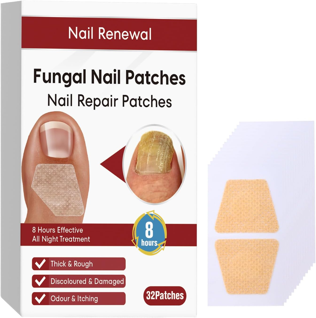 Fungal Nail Patches, Toenail Treatment Patch, Nail Repair for Damaged Nails, Improve Toenail Texture, Restore Discoloration and Thickness, Suitable for Both Men and Women image number 5