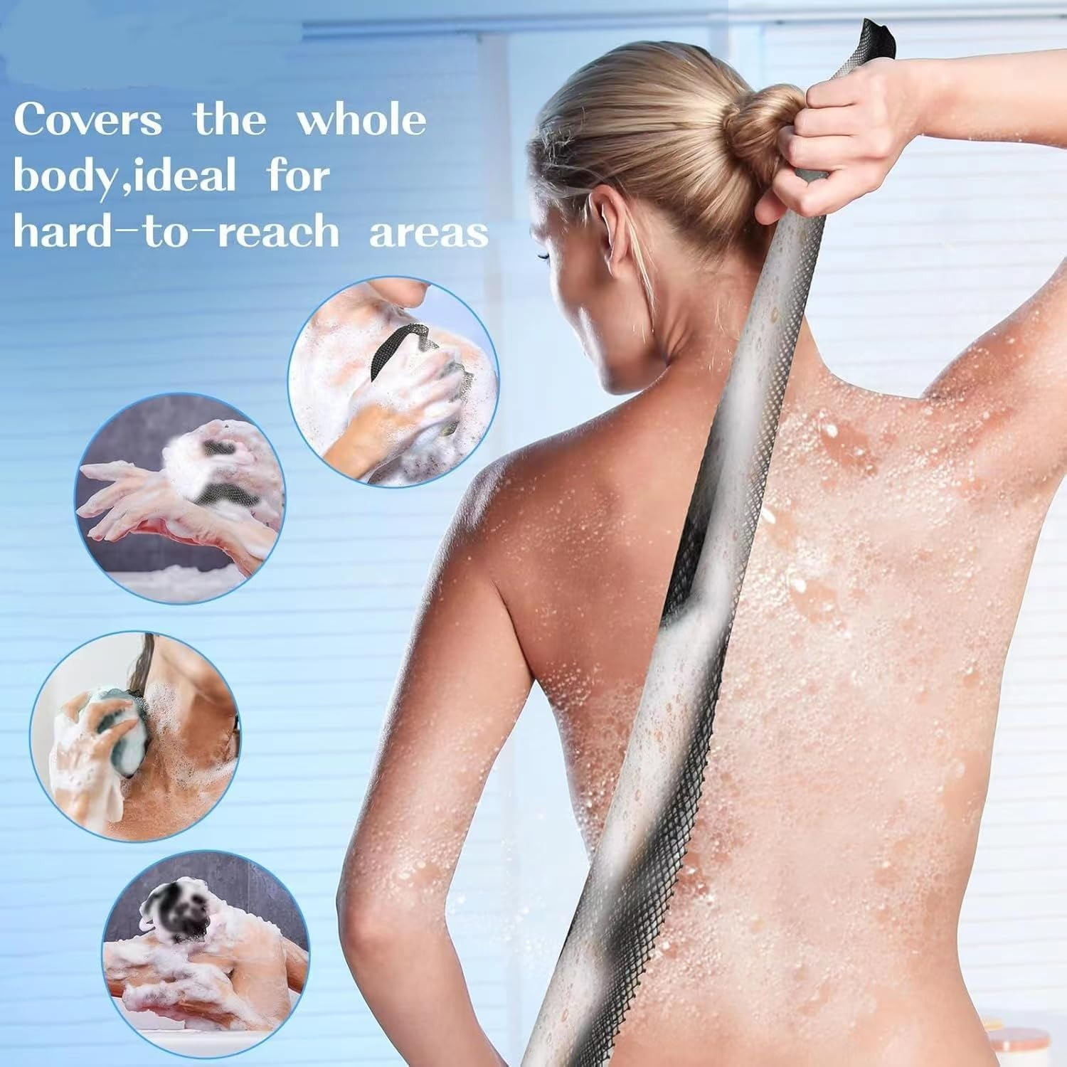 2 Pack African Net Sponge Authentic with Knots, Real Black-Owned African Sponge, Authentic Exfoliator and Body Scrubber, Exfoliating Bath Wash Cloth for Back, Foot, and Scalp, Stretchable and Durable image number 4