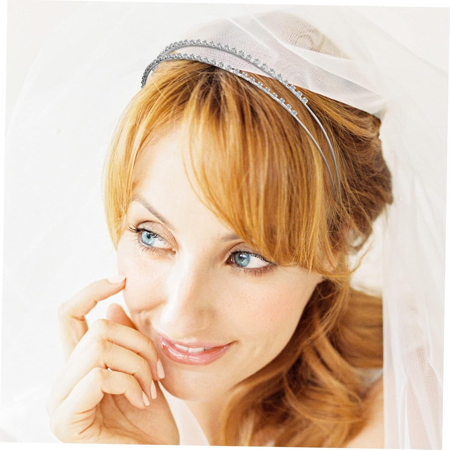 CALLARON 4 Piece Double Row Hair Band for Women Hair Accessories Rose Gold for Weddings Parties and Special Occasions