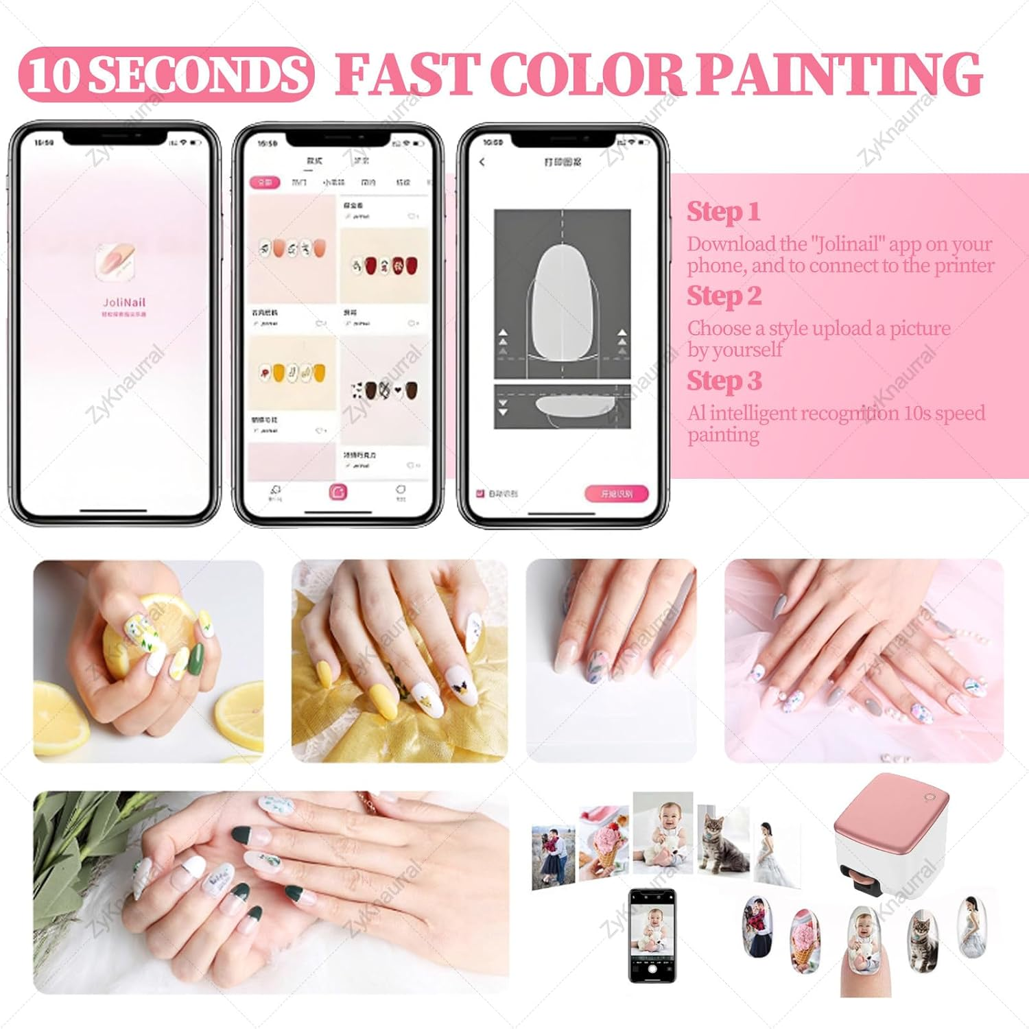 Smart 3D Nail Printing Machine, Digital Mobile Art Printer, Support Wifi/App/Diy Nail Painting Machine, 10S Done, Portable Nail Printer Machine for Beauty & Personal Care image number 4