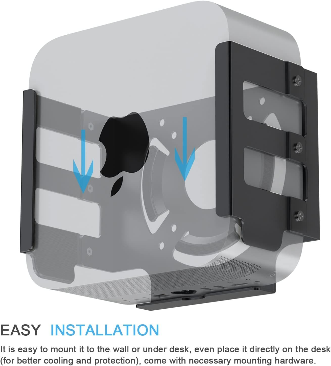 Mac Studio Mount, JEMACHE Heat Dissipation Anti-Scratch Aluminum under Desk, Wall Mount for Mac Studio M4 M3 M2 M1 Max, Ultra (Black) image number 1