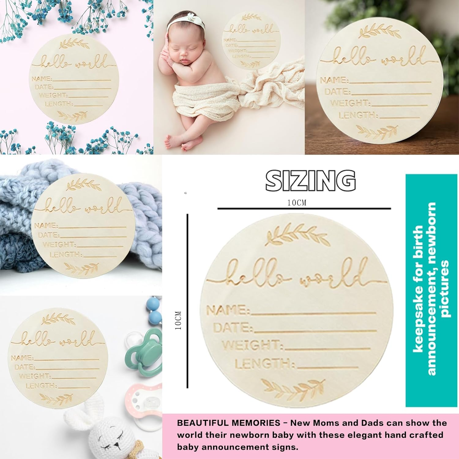 10-In-1 Packaging Newborn Baby Gift Set,100% Cotton Clothing, Announcement Board for New Baby,T-Shirt Set and Winged anti Startle Swaddling image number 5