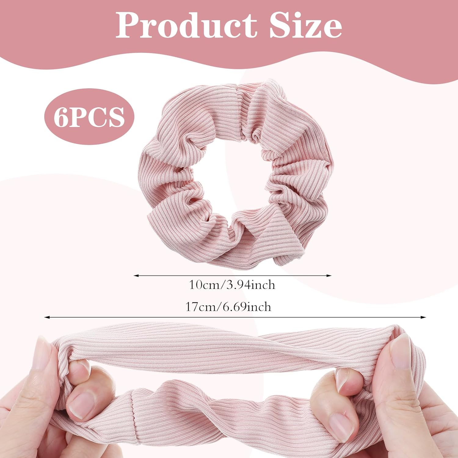 Gjinxi Pack of 6 Hair Bobbles Silk Scrunchies Satin for Women, Soft Hair Scrunchies Elastic Silk Skrunschis Large Hair Bands Ponytail Holder for Women & Girls All Hair Types (6 Colours) image number 5
