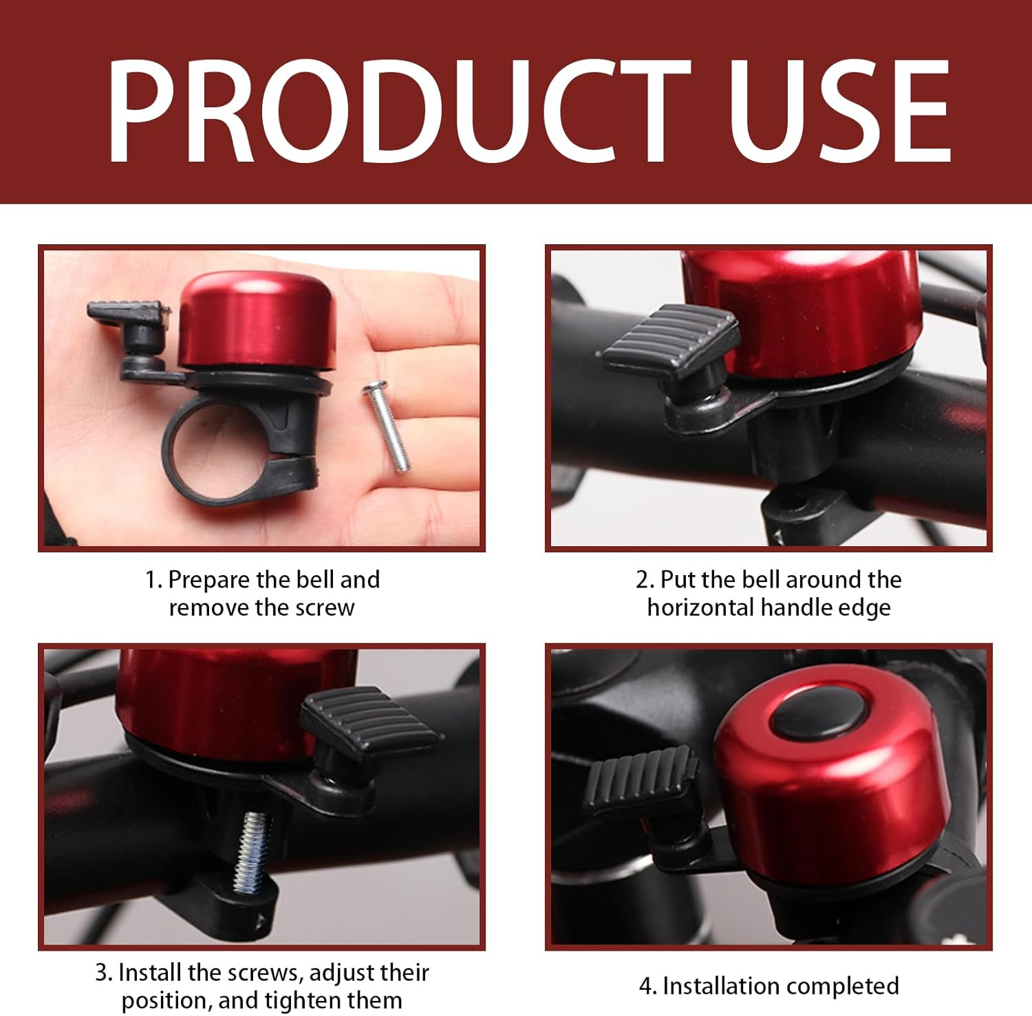 4 Pcs Bike Bell,Cycling Equipment,Bicycle Bell,Perfectly for Road/Mountain/Commuter Bikes. (Black, Blue, Red, Green image number 1