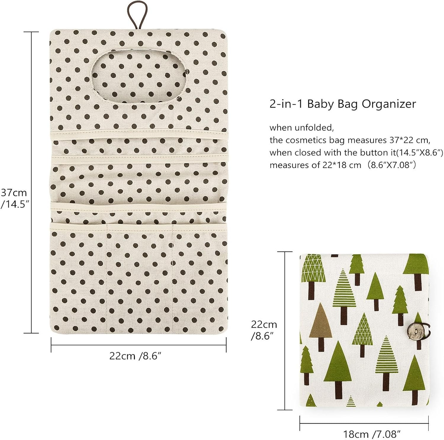 Foldable Diaper Bag, Portable Diaper Pouch, Multipurpose Diaper Pouch, Washable Diaper Bag Organizer Tote, Reusable Pouch for Baby Including Wipes, Toys, and Bottles, 22X18X2 Cm, image number 2