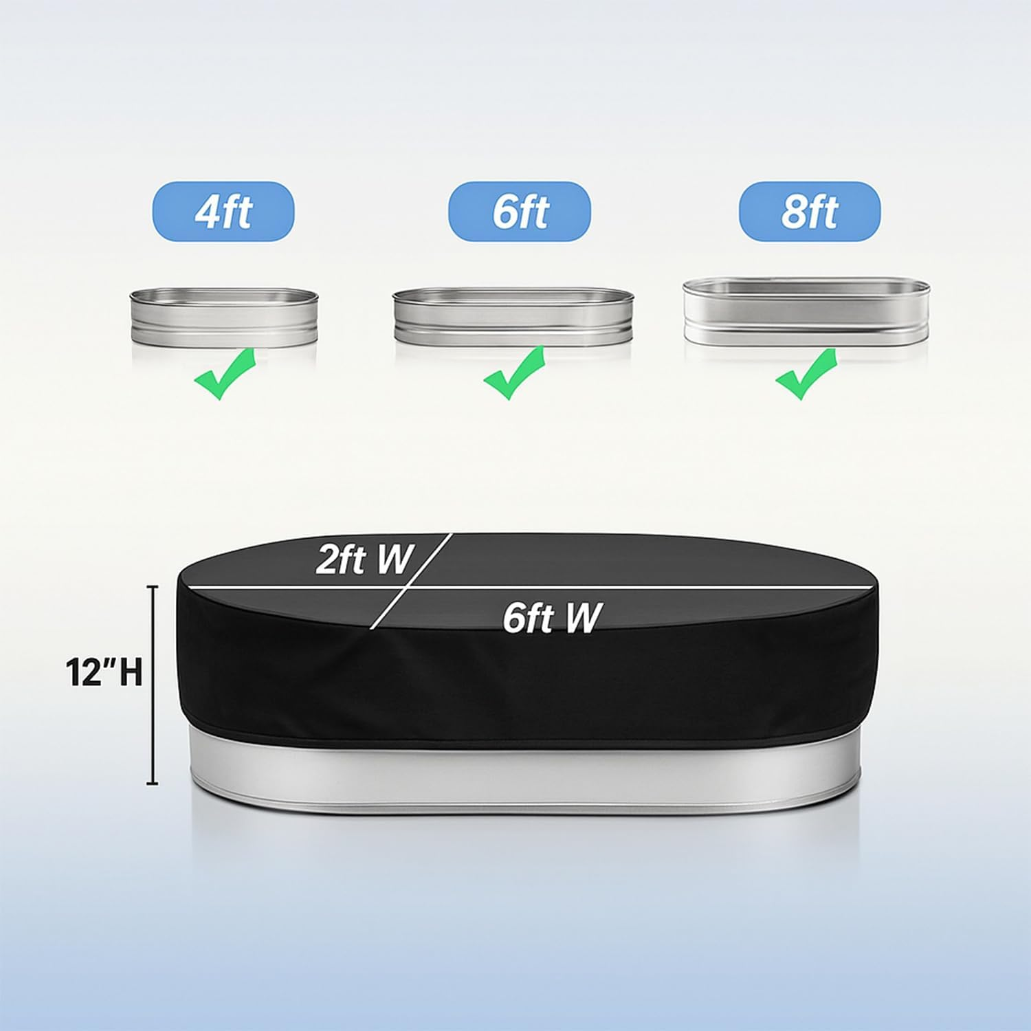 Reservoir Cover, 420D Oxford Cloth Material with Drawstring, Heavy-Duty Waterproof Protection, Suitable for 6-Foot (180Cm) Outdoor Oval Shaped Reservoir CRFY image number 3