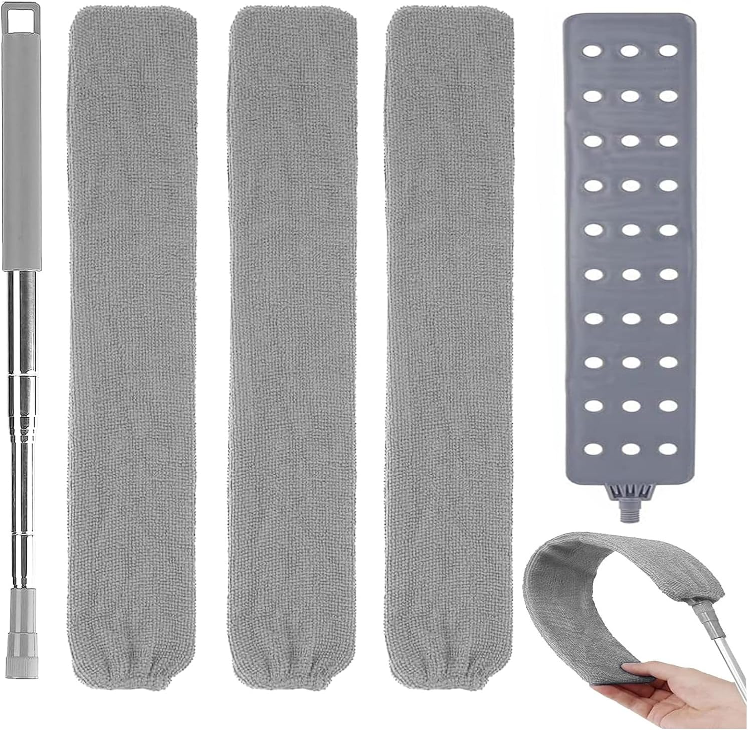 Retractable Gap Dust Cleaner, Flexible Dust Brush with Extension Pole, Multifunction Retractable Microfiber Dust Brush Gap Mop for Home Bedroom Kitchen (Gray A) image number 4