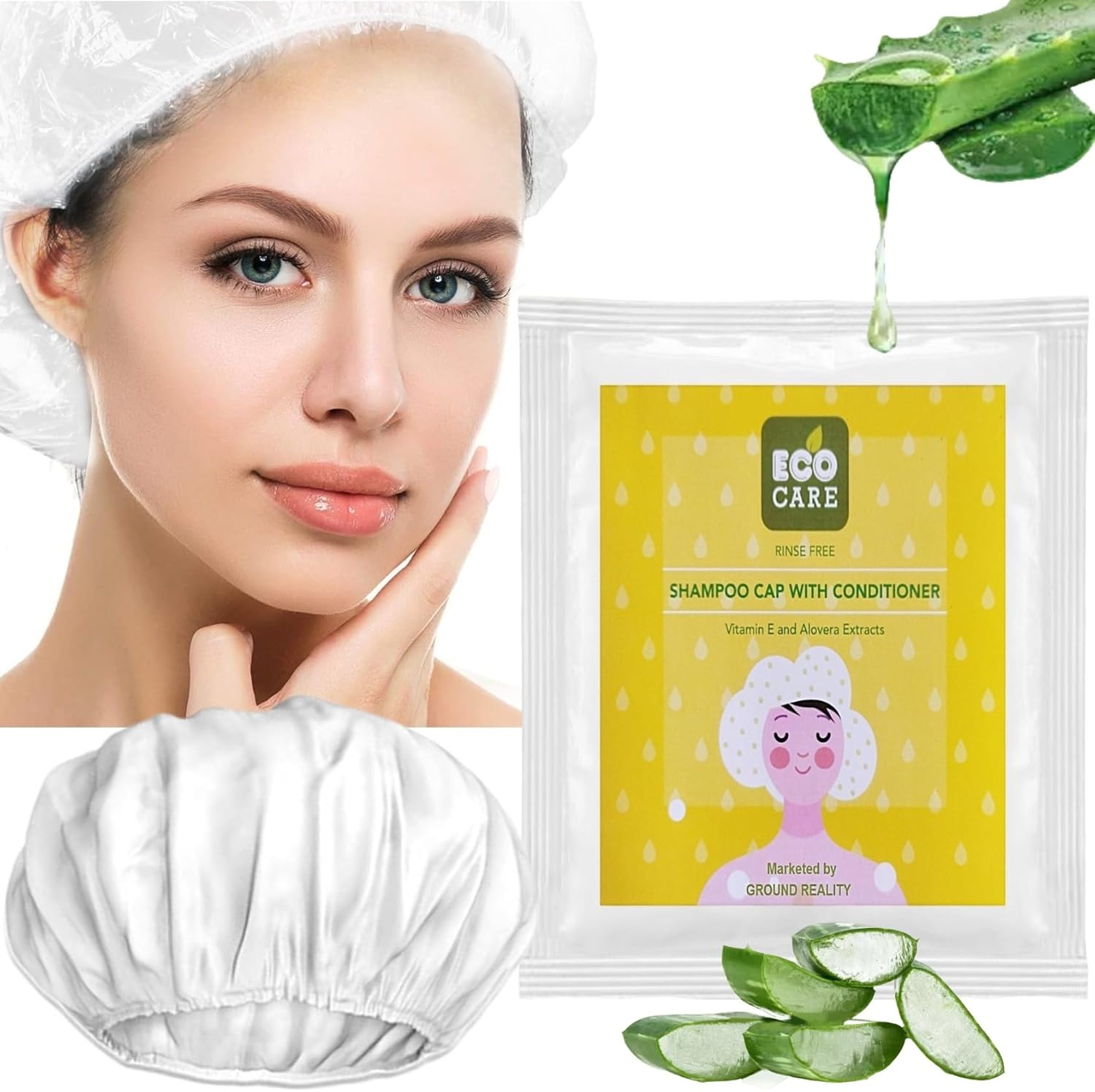 LADY HAWK Eco Care Easy Bath Shampoo Cap for Complete and Comfortable Hair Wash. Shampoo and Condition in Minutes, Leaves Hair Fresh and Clean. Microwavable 1 Pack image number 1