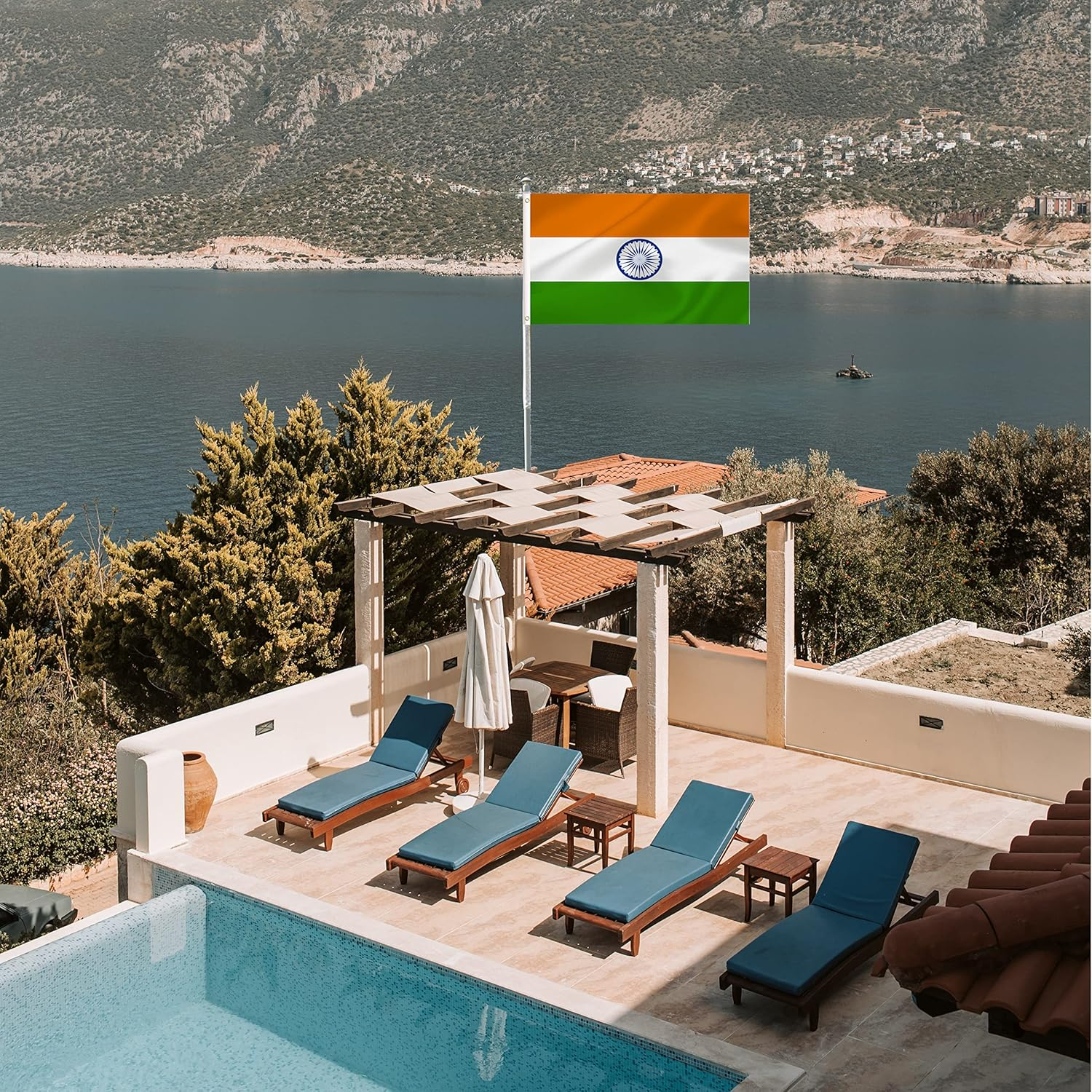 LARGE Hindi Indian Flag, 3X5Ft India Flags Banner for Indoor Outdoor Decoration of Canada Yards.Parade or Express Mood