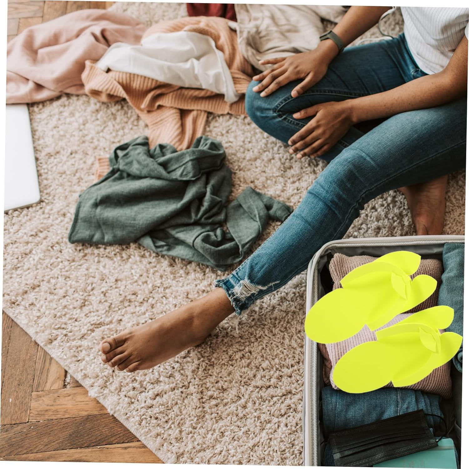 Beavorty 12Pairs Eva Foam Manicure Slippers for Women Men Beach Flip-Flops Disposable Spa Hotel Slippers Random Color image number 1