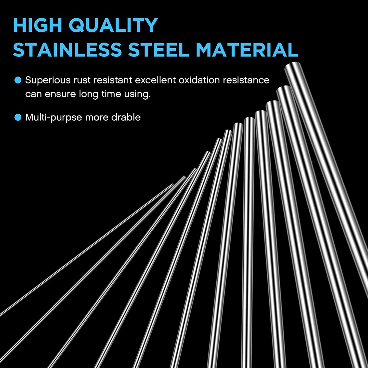 104 Pcs 40 Cm Stainless Steel Spring Music Wire, 12 Different Straight Full Hard Spring Steel Wire, 0.3 Mm, 0.4 Mm, 0.5 Mm, 0.6 Mm, 0.8 Mm, 1 Mm, 1.2 Mm, 1.4 Mm, 1.6 Mm, 1.8 Mm, 2 Mm, 3 Mm image number 1