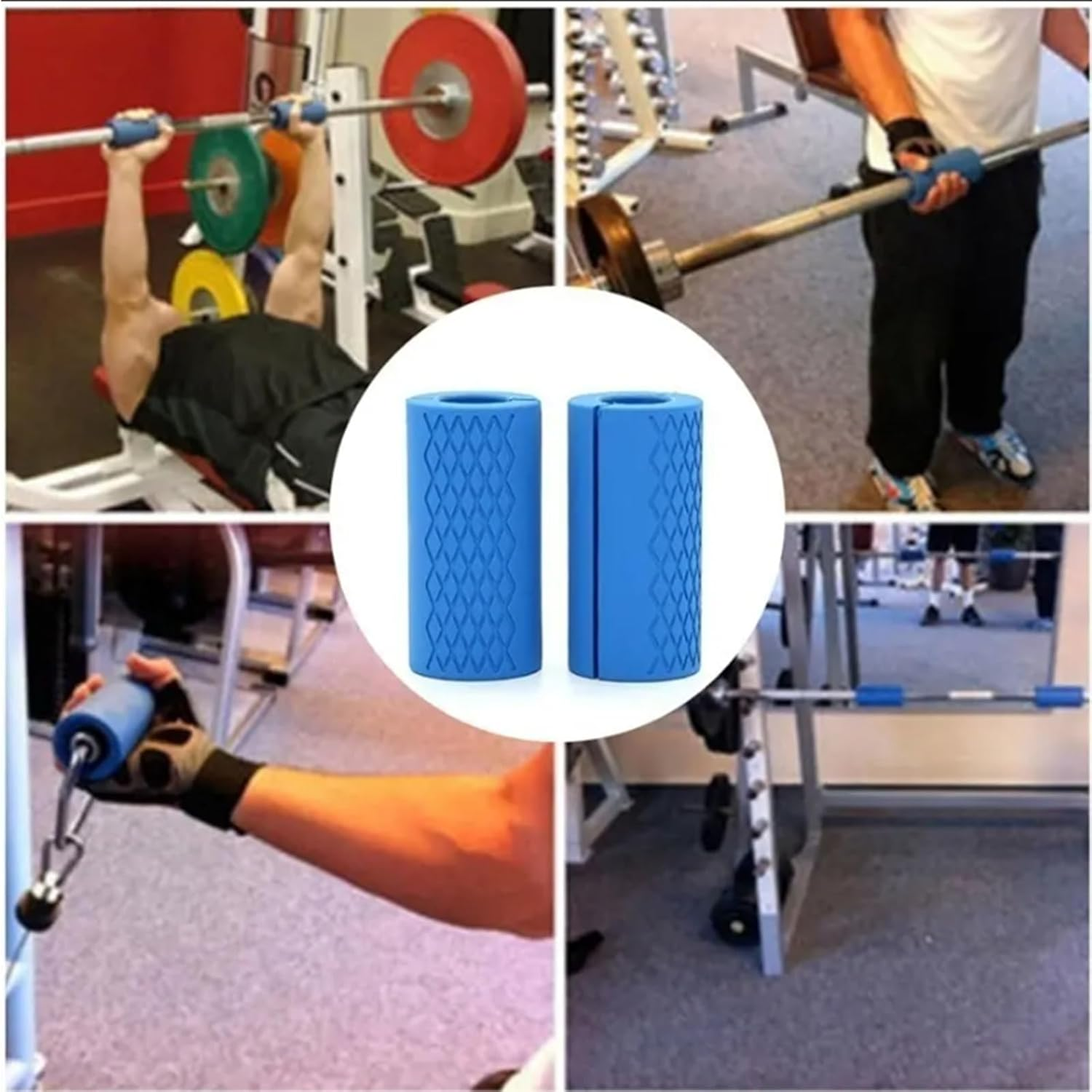 Wilsonzin Dumbbell Grips Silicone Grips Barbell Grips Silicone Barbell Grips Silicone Barbell Handle Barbell Pad for Barbell and Dumbbell Training Muscle Building, Blue, 1 Pair image number 3