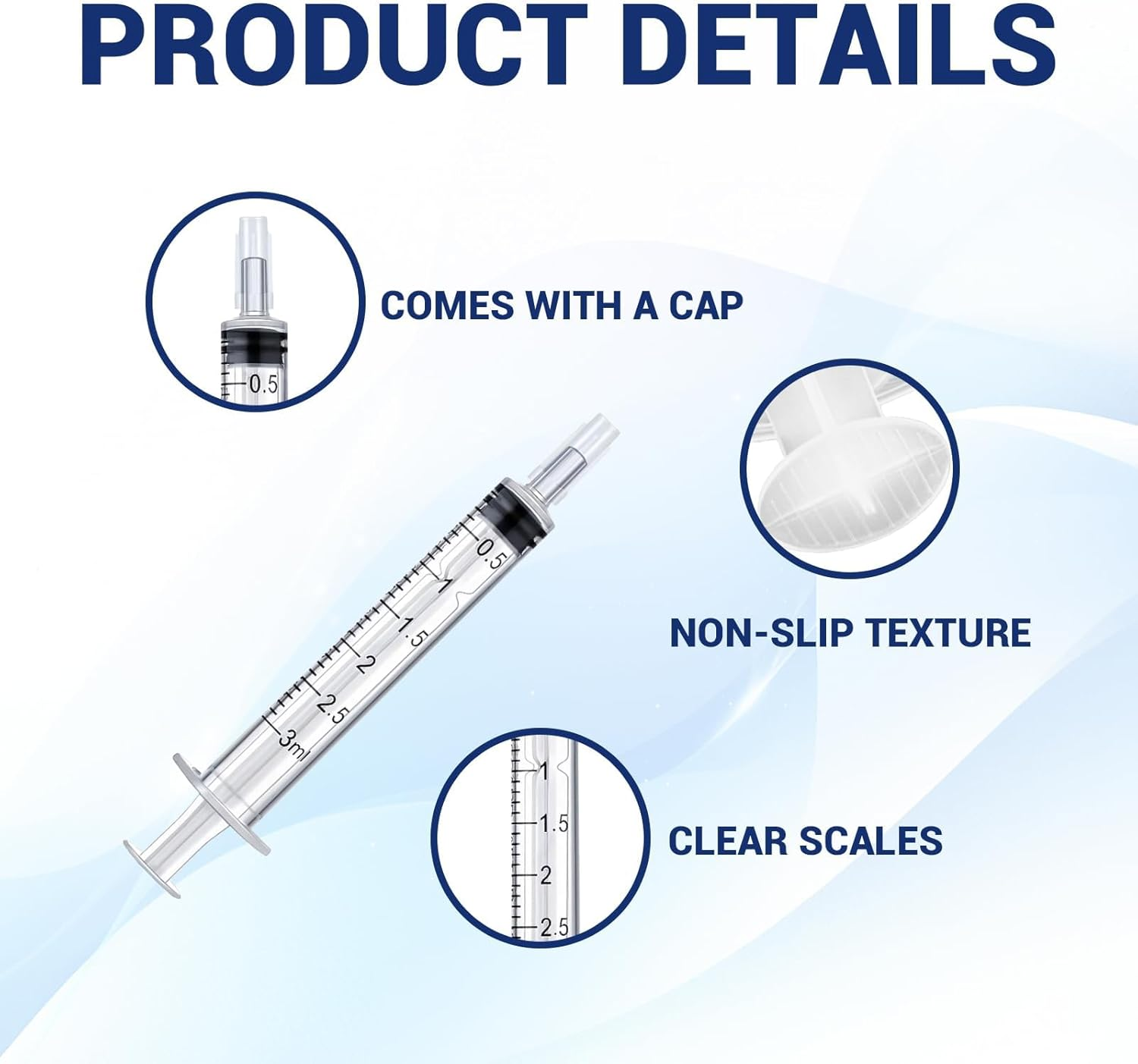 Ruinous 20Pcs 3Ml Plastic Non-Sterile Syringes with Caps, Precision Measurement, Accurate Dosing, Industrial Use Only image number 5
