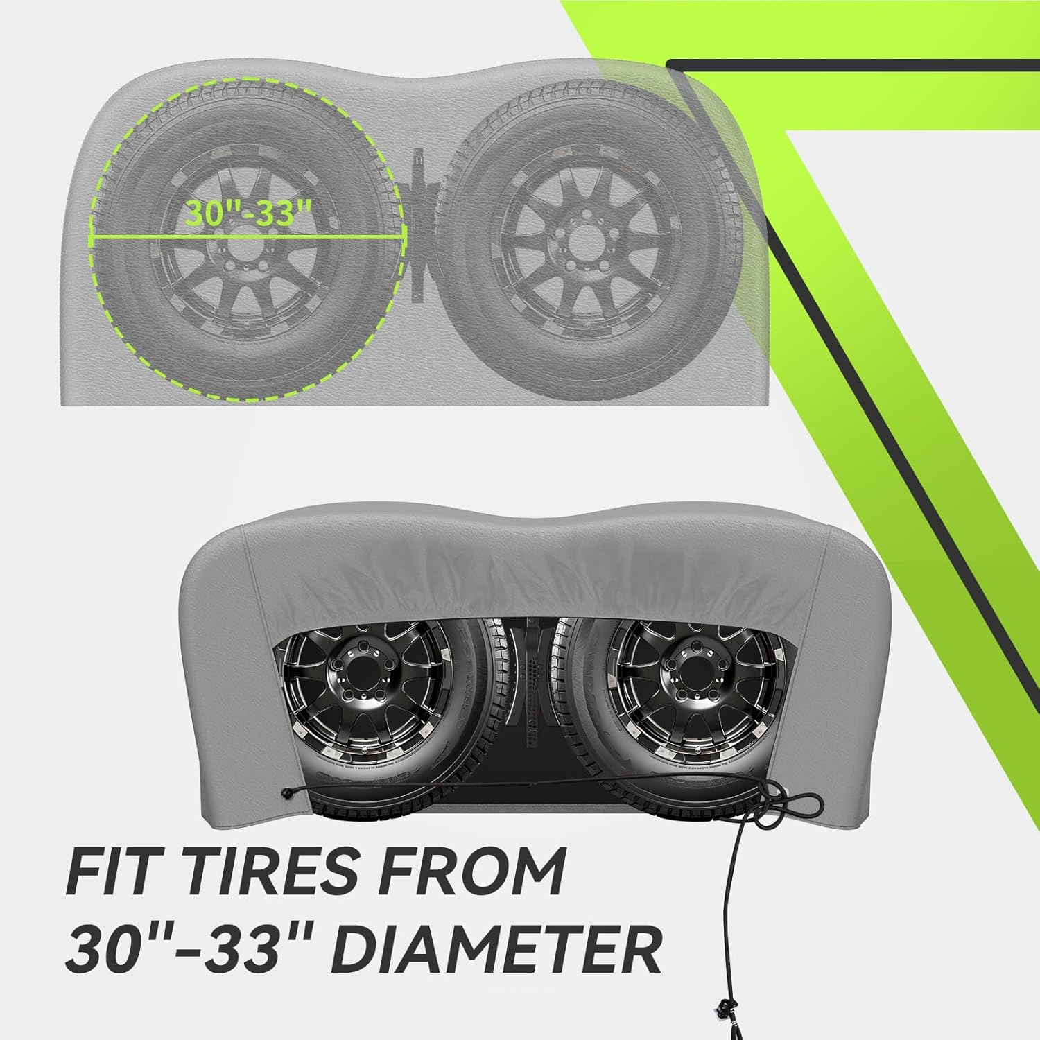 RVMATE RV Tire Covers, Dual Axle Wheel Cover (2 Pack) Fits 30"-33" Diameter Tires, Waterproof Anti-Uv Grey Dual Tire Covers RV Accessories for Truck/Trailer image number 3